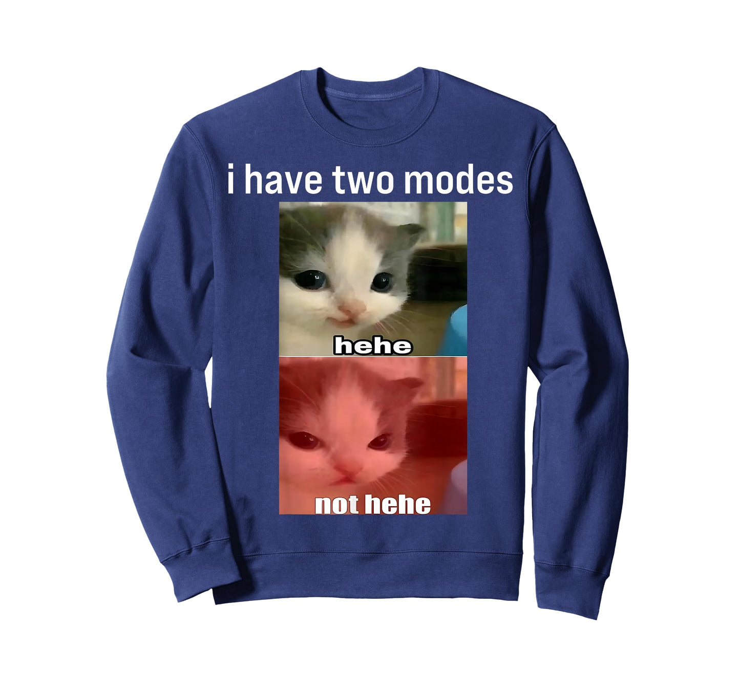 Funny Cat Meme I Have Two Modes Hehe Not Hehe Humor Cat Gift T-Shirt