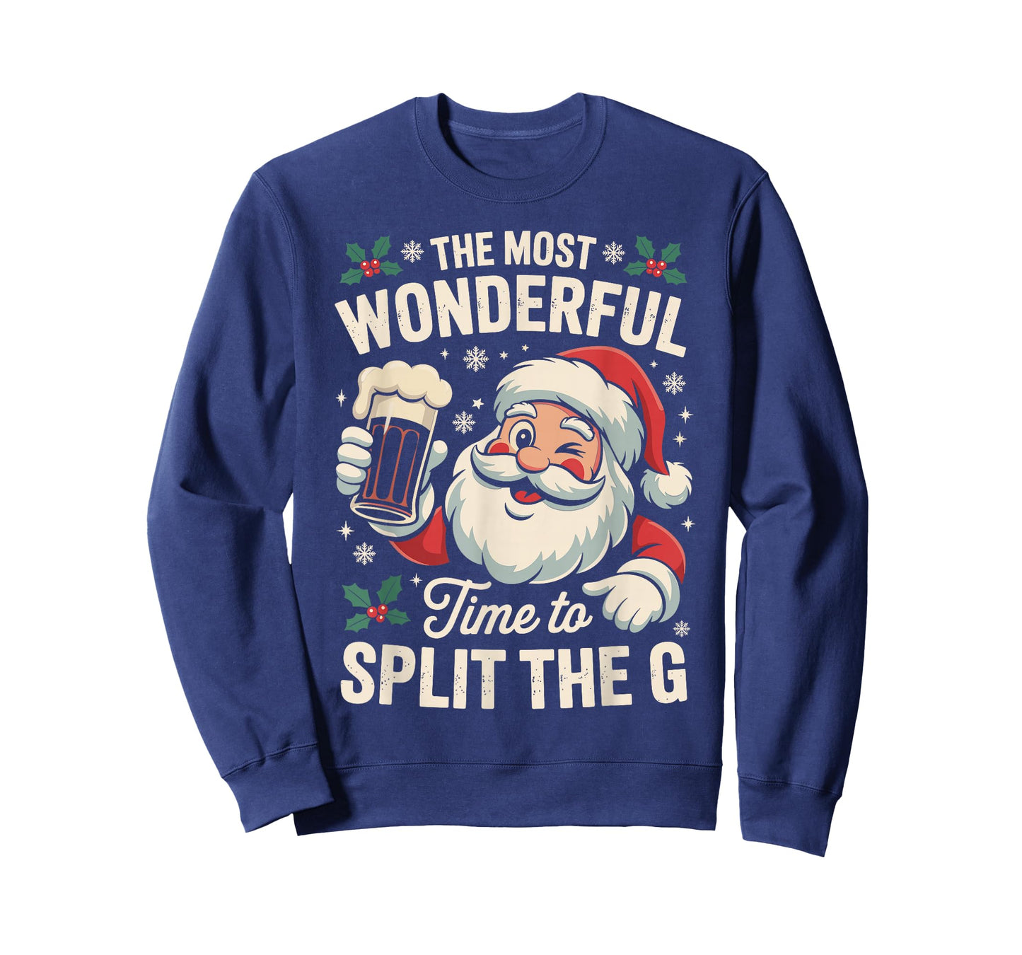Santa Split The G Funny Splitting G Drinking Beer Christmas T-Shirt