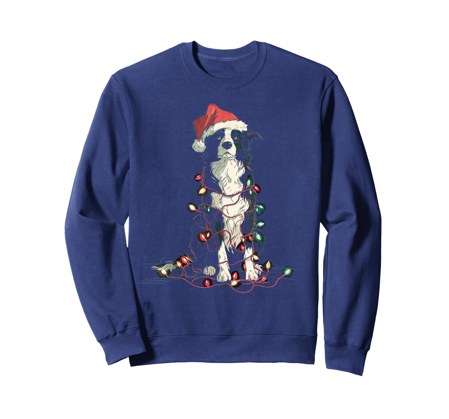 Funny Border Collie Christmas Graphics Dog Lights Lover T-Shirt