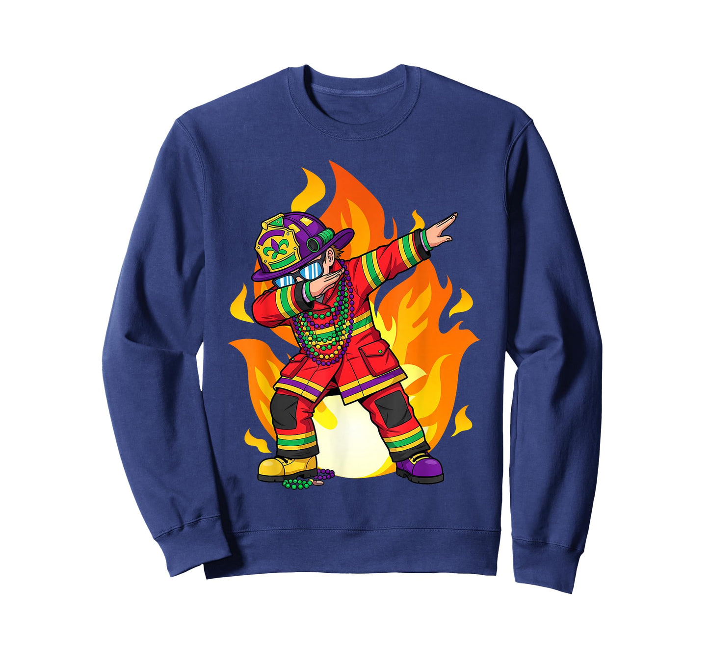 Funny Mardi Gras Outfit Dabbing Mens Team Firefighter Squad T-Shirt