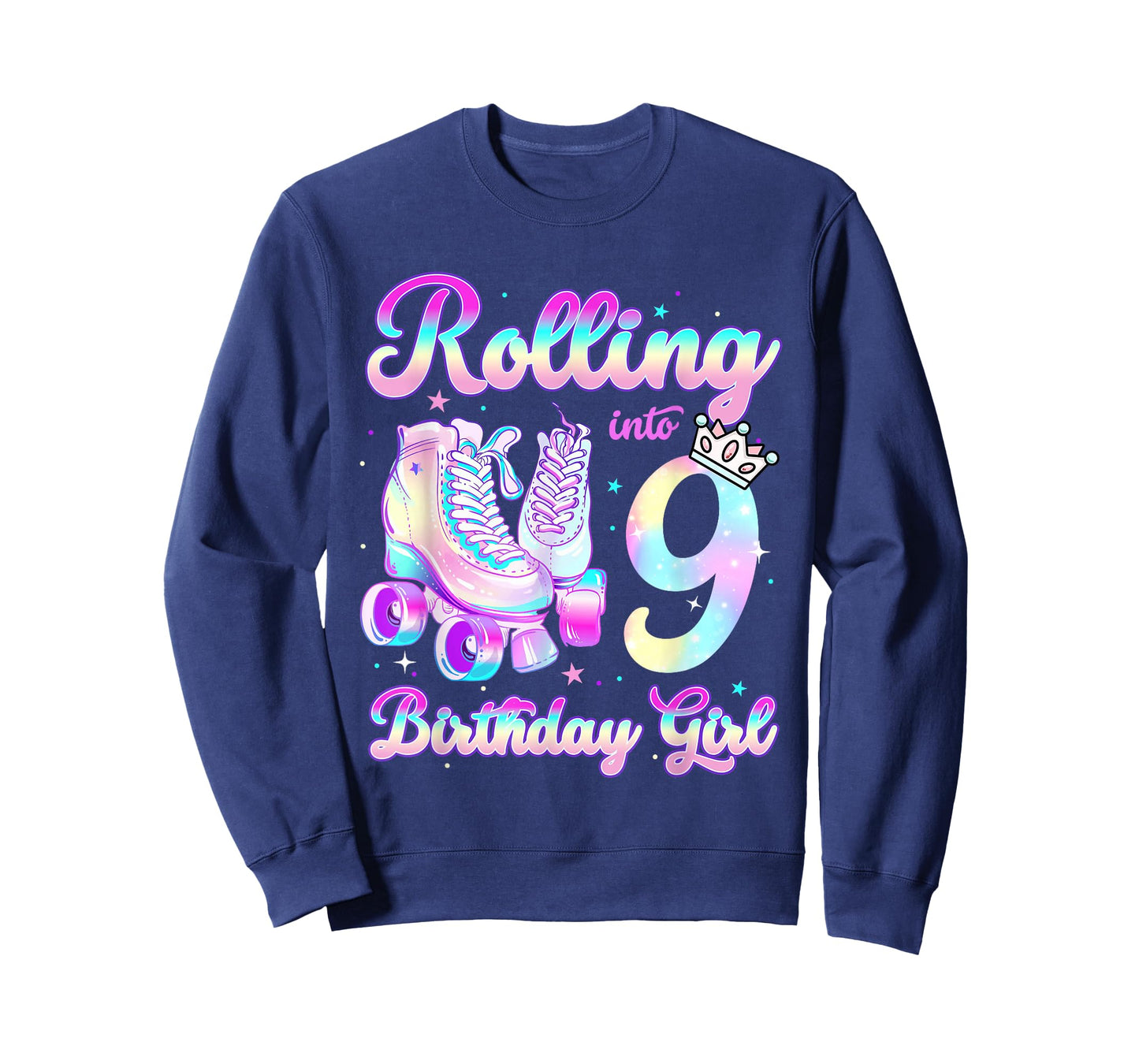 Kids Rolling Into 9 Roller Skating 9th Birthday Girls Party T-Shirt