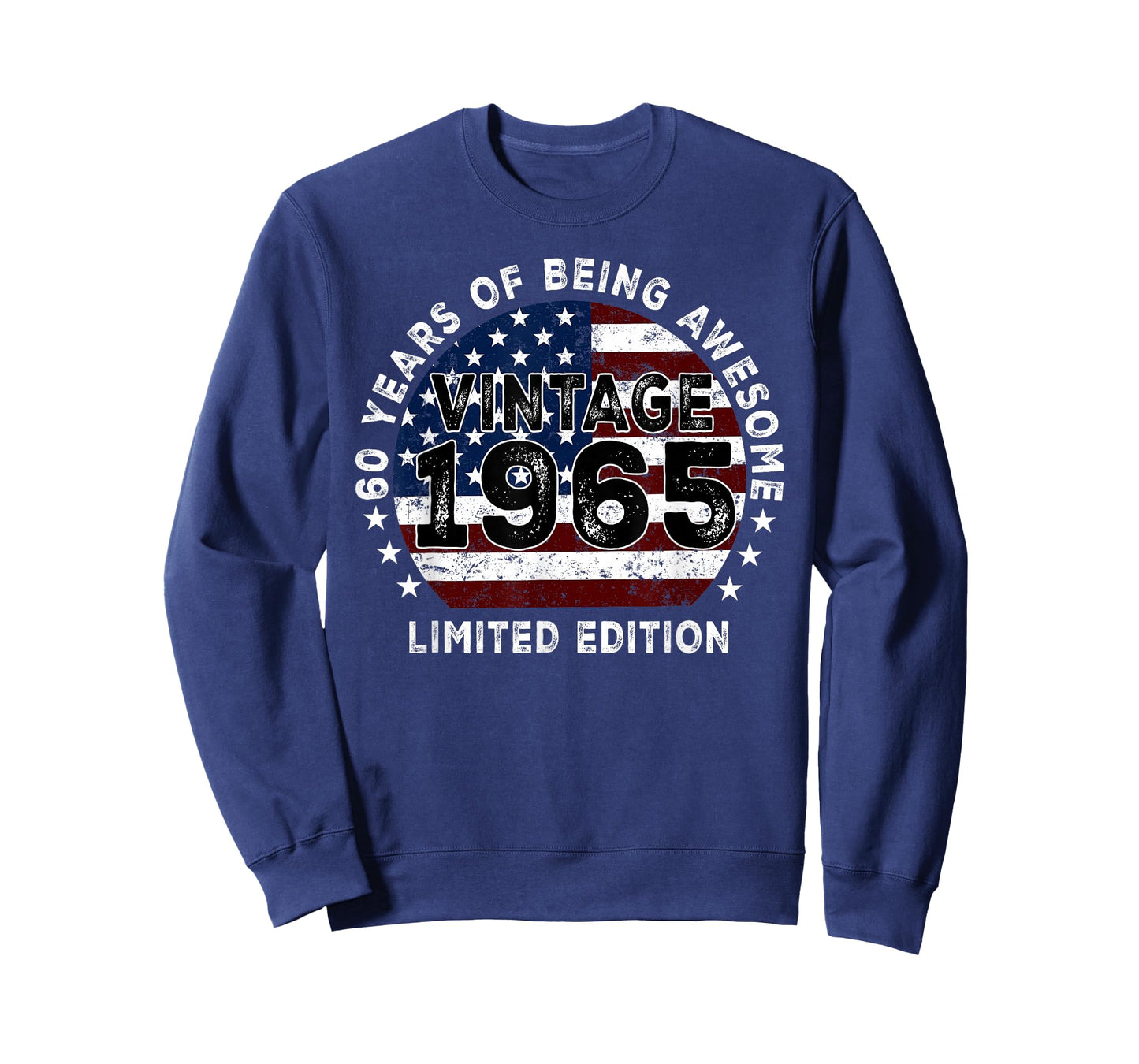 Vintage 1965 American Flag 60th Birthday Gifts 60 Year Old T-Shirt