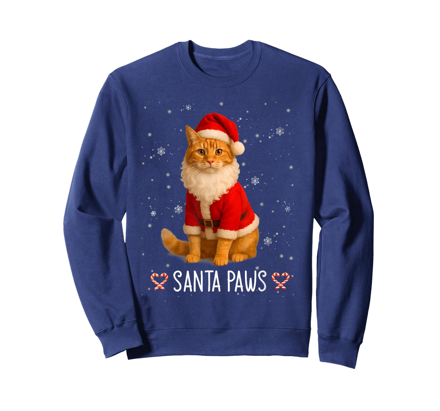Santa Paws Funny Orange Tabby Cat Christmas Holiday T-Shirt