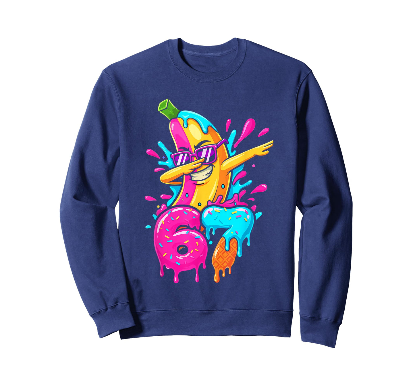 67 Funny Baseball Dabbing Banana 6 7 Dripping Ice Cream Meme T-Shirt
