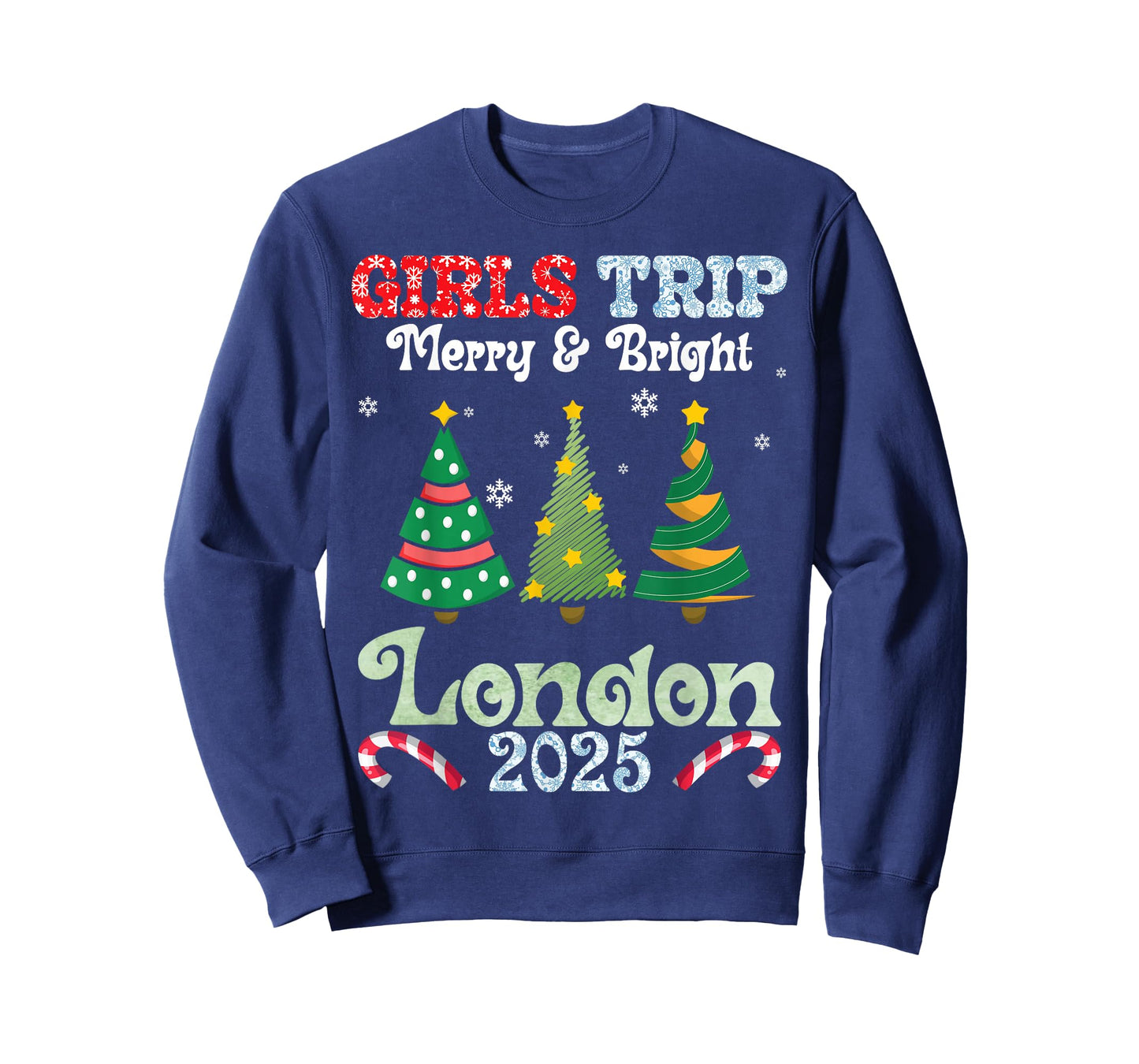 Girls Trip Merry Bright Christmas in London Vacation 2025 T-Shirt