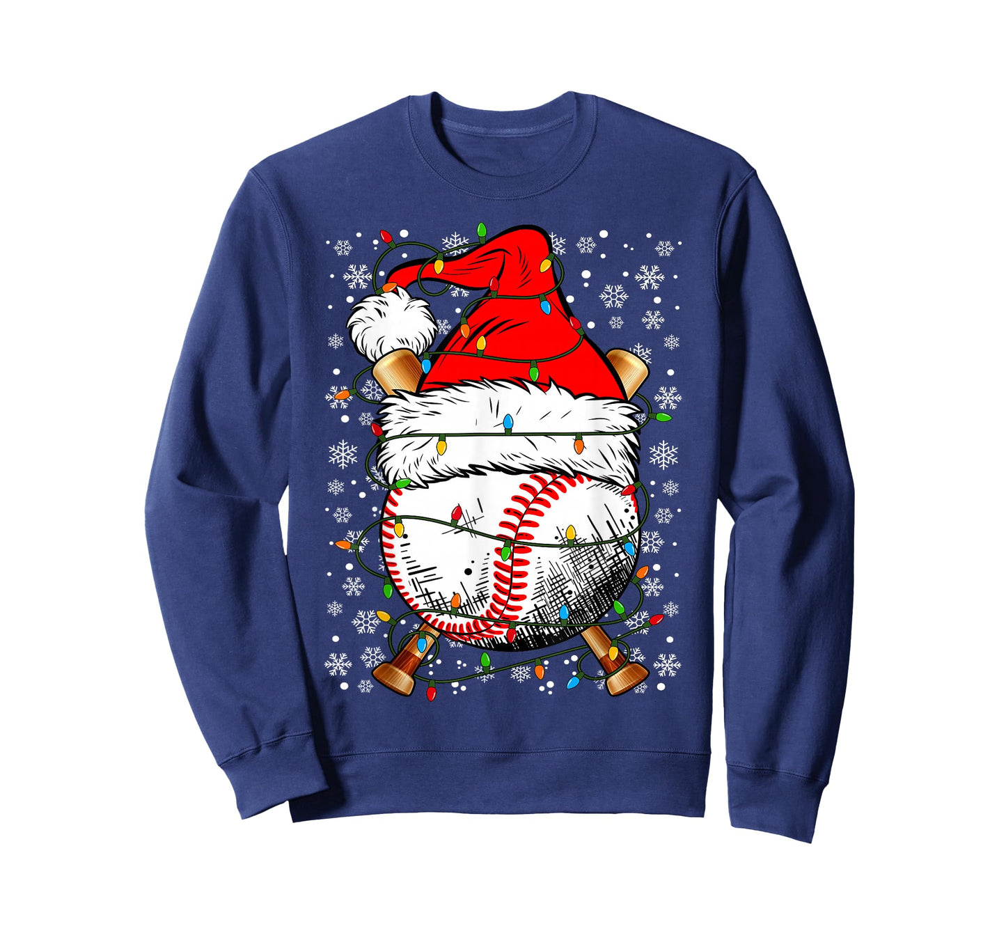 Santa Hat Christmas Baseball Player Sports for Men Boy Women T-Shirt
