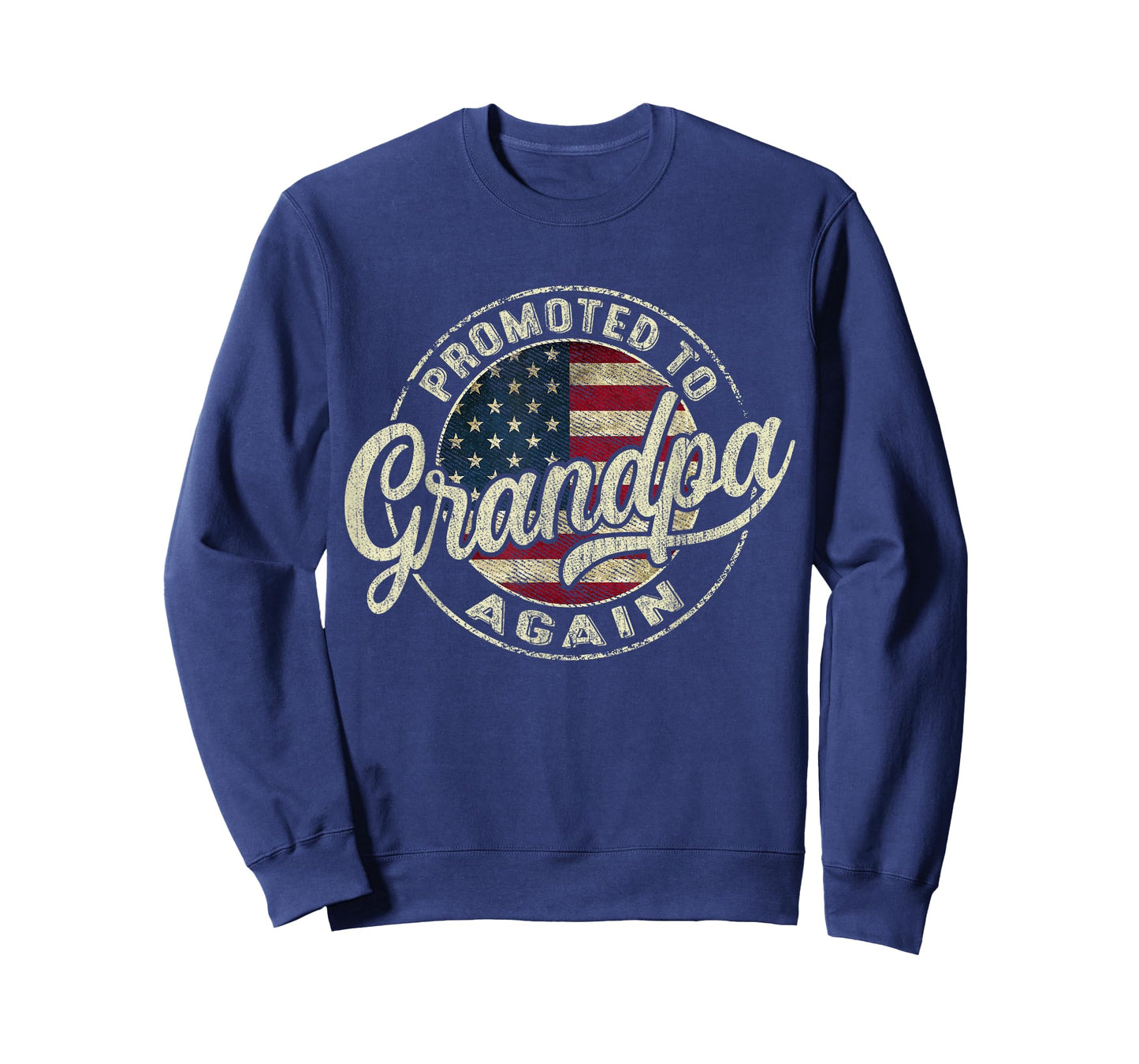 Mens Promoted to Grandpa Again Pregnancy Expecting Baby USA Flag T-Shirt