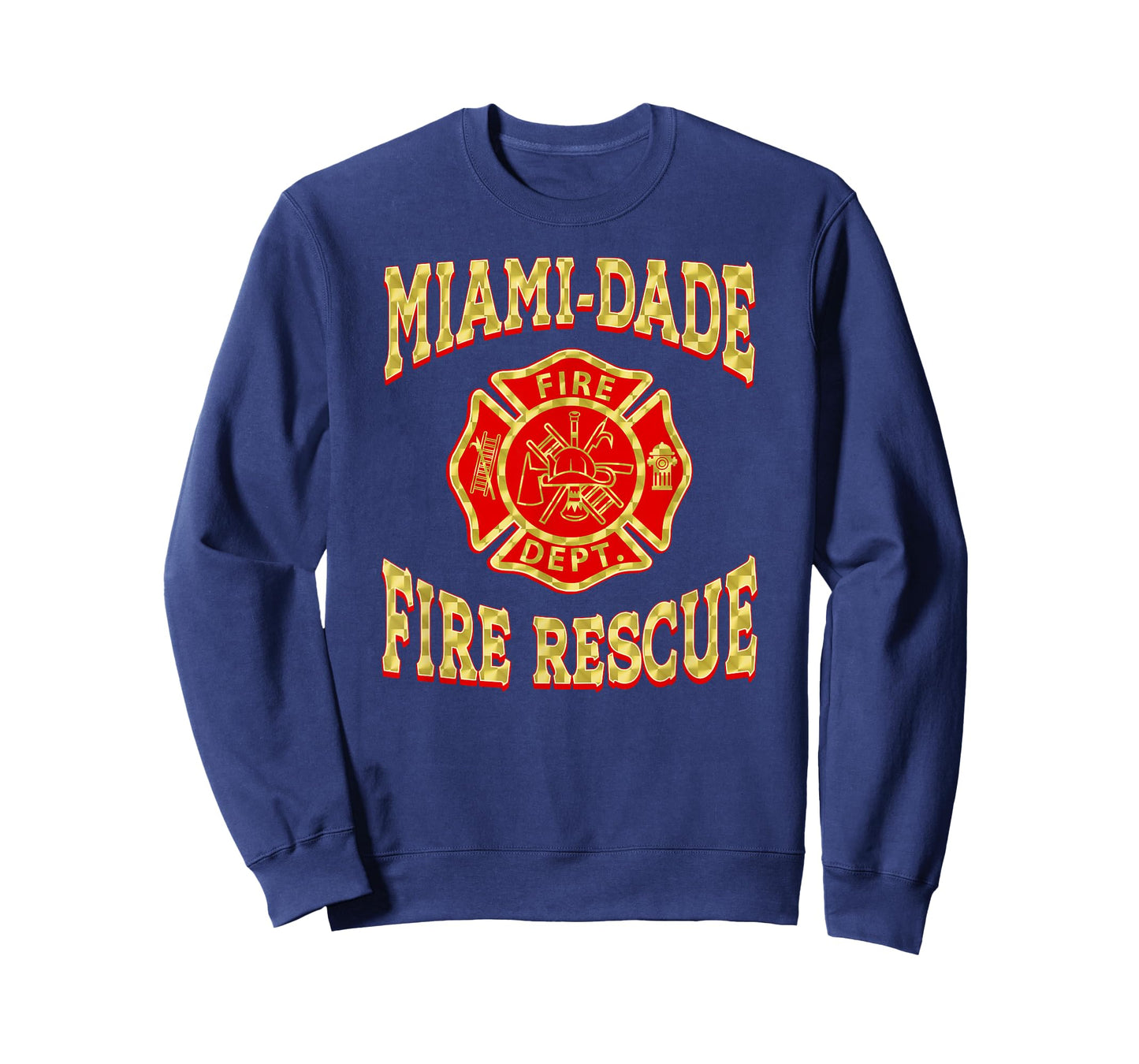 Retro Miami Dade Fire Rescue Department Flag Firemen T-Shirt