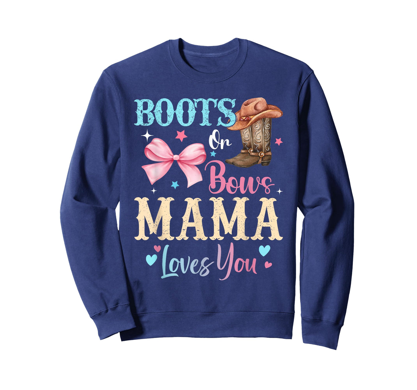 Boots or Bows Mama Loves You Gender Reveal Family T-Shirt