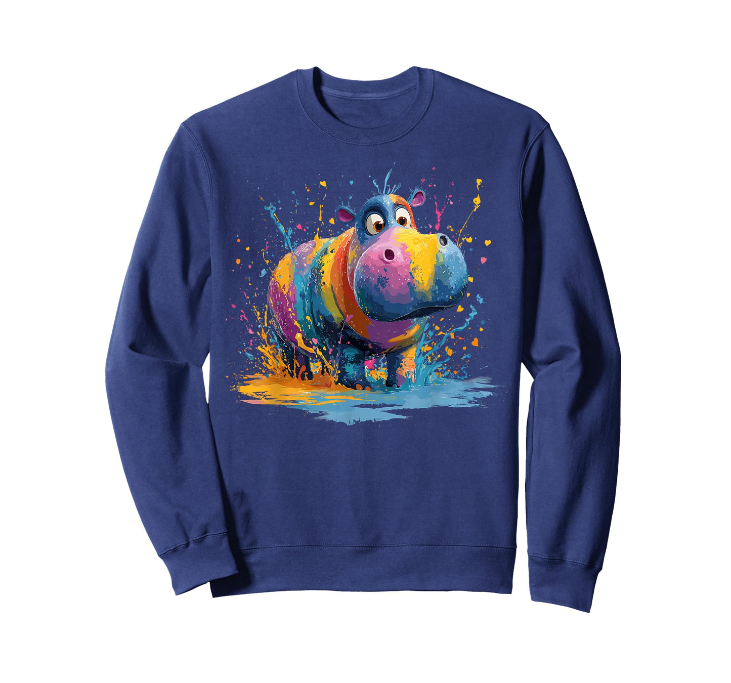 Rainbow Hippo Paint Splash Expression T-Shirt