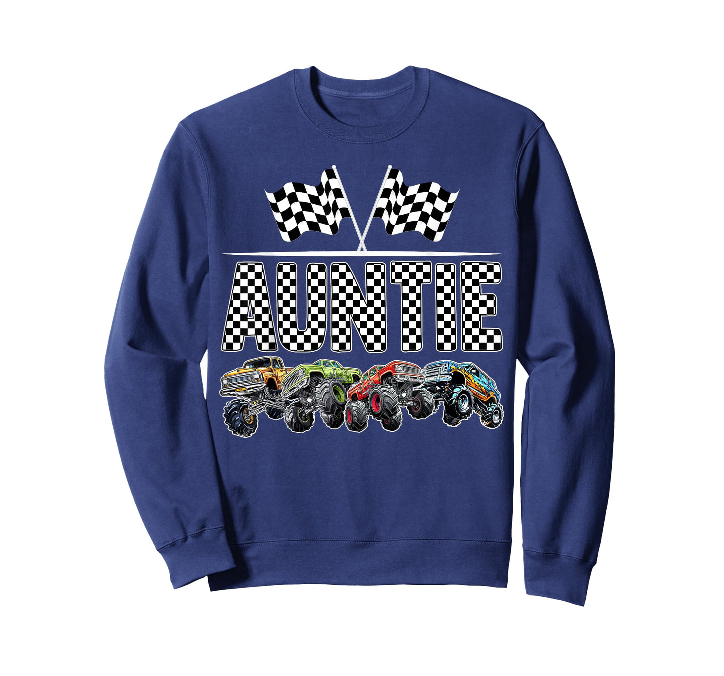 Auntie Retro Monster Truck Family Birthday Matching T-Shirt
