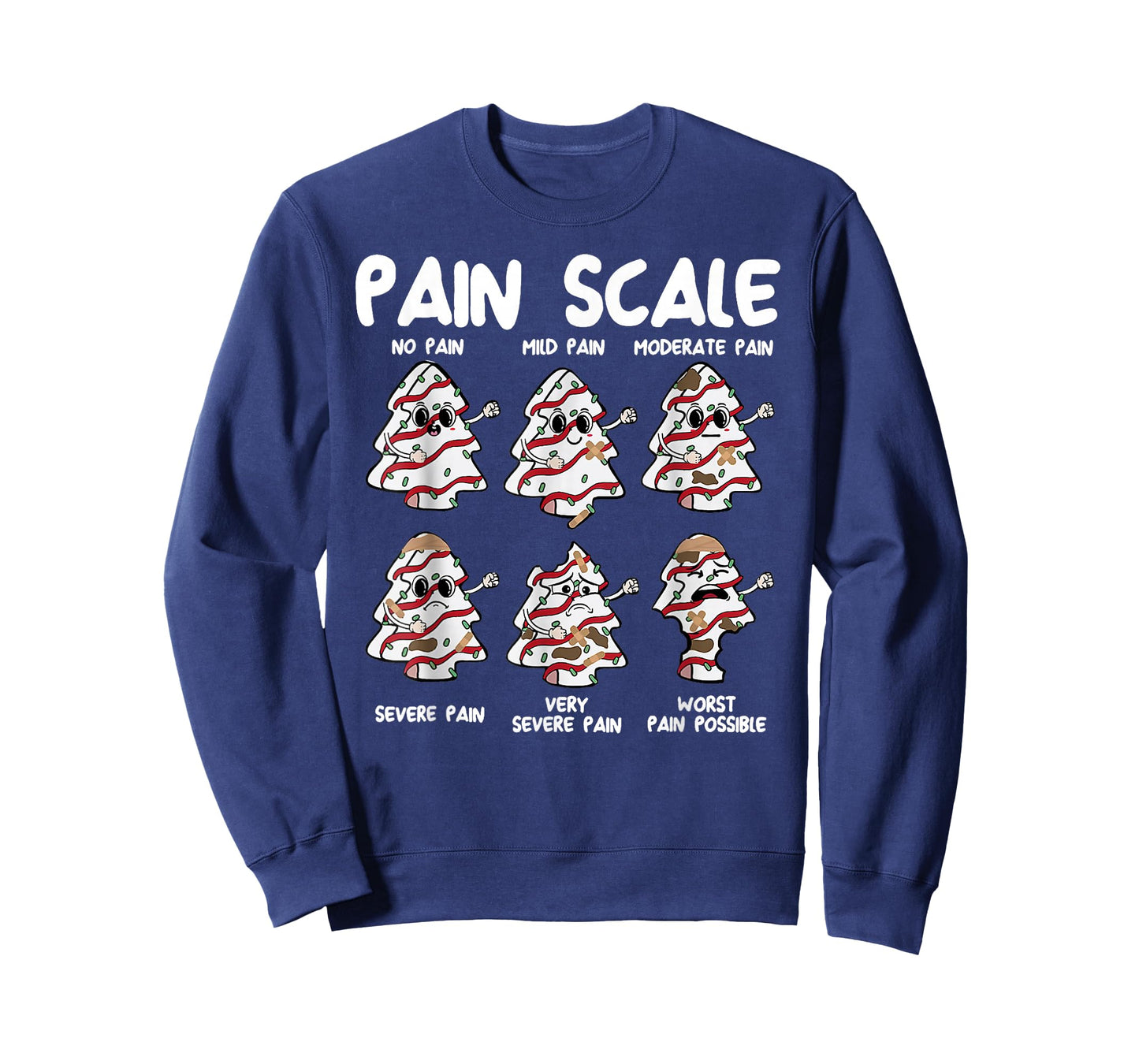 Funny Pain Scale Christmas Nurse Xmas Tree Cakes Pajamas T-Shirt