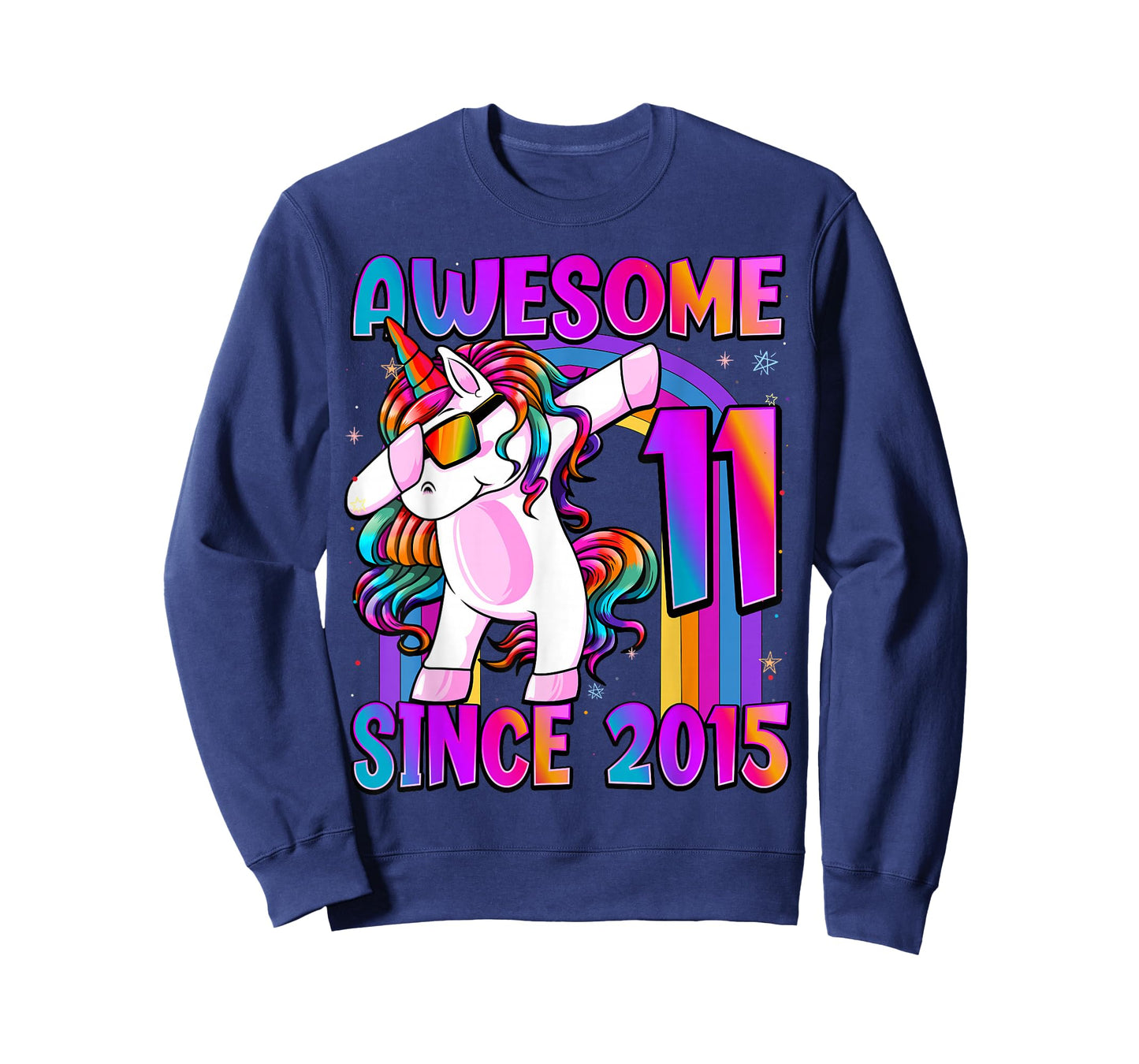 11 Year Old Girl Awesome Since 2015 Unicorn 11th Birthday T-Shirt
