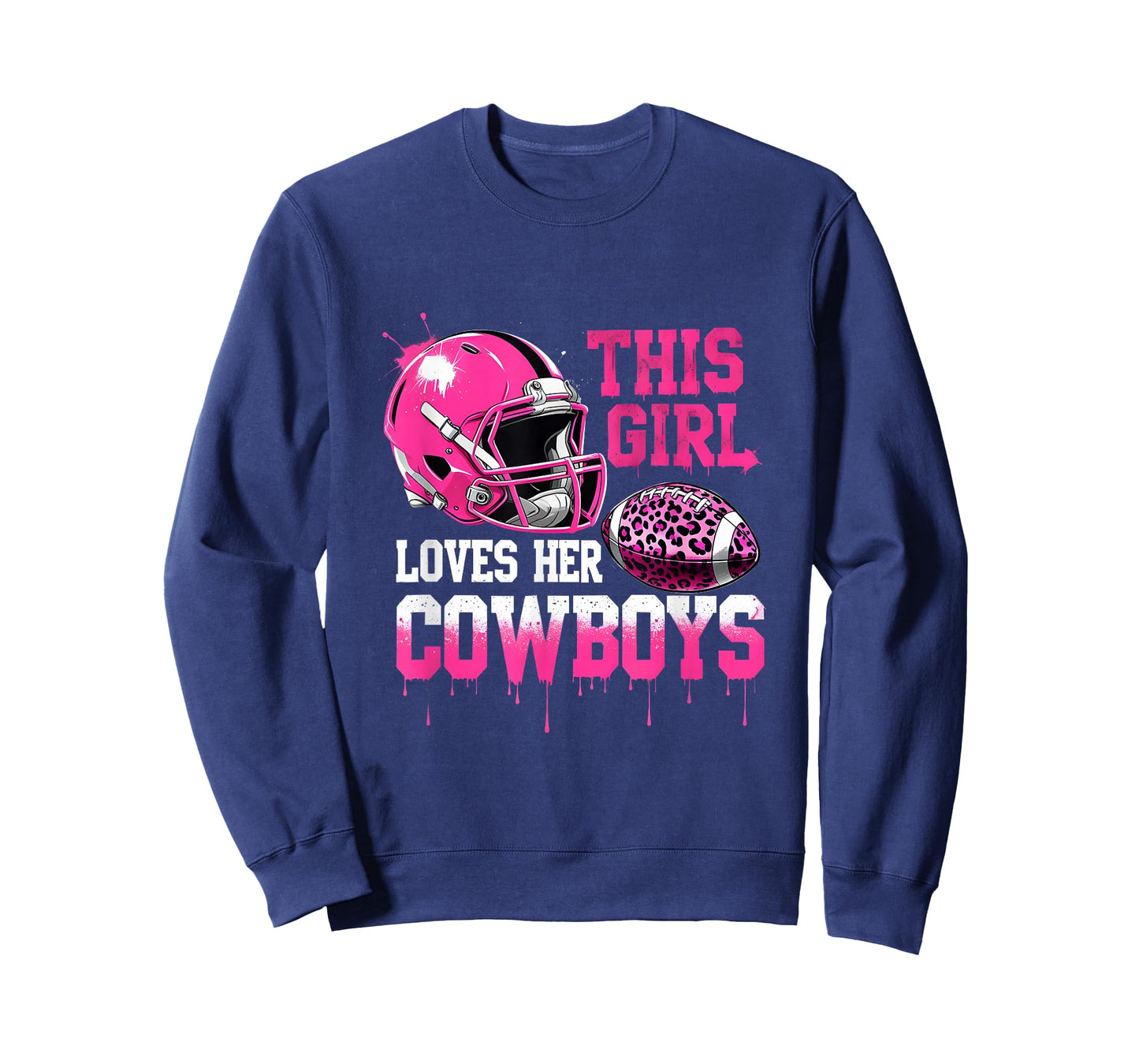 This Girl Loves Her Cowboys Football Leopard Pink Helmet T-Shirt