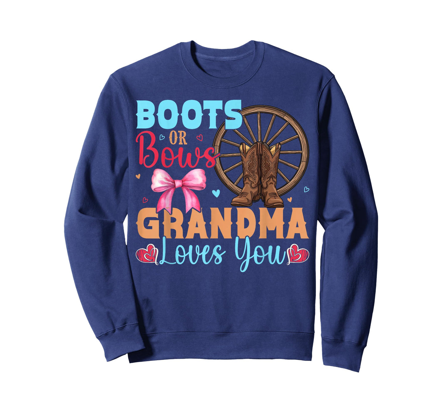 Boots or Bows Grandma Loves You Baby Shower Gender Reveal T-Shirt