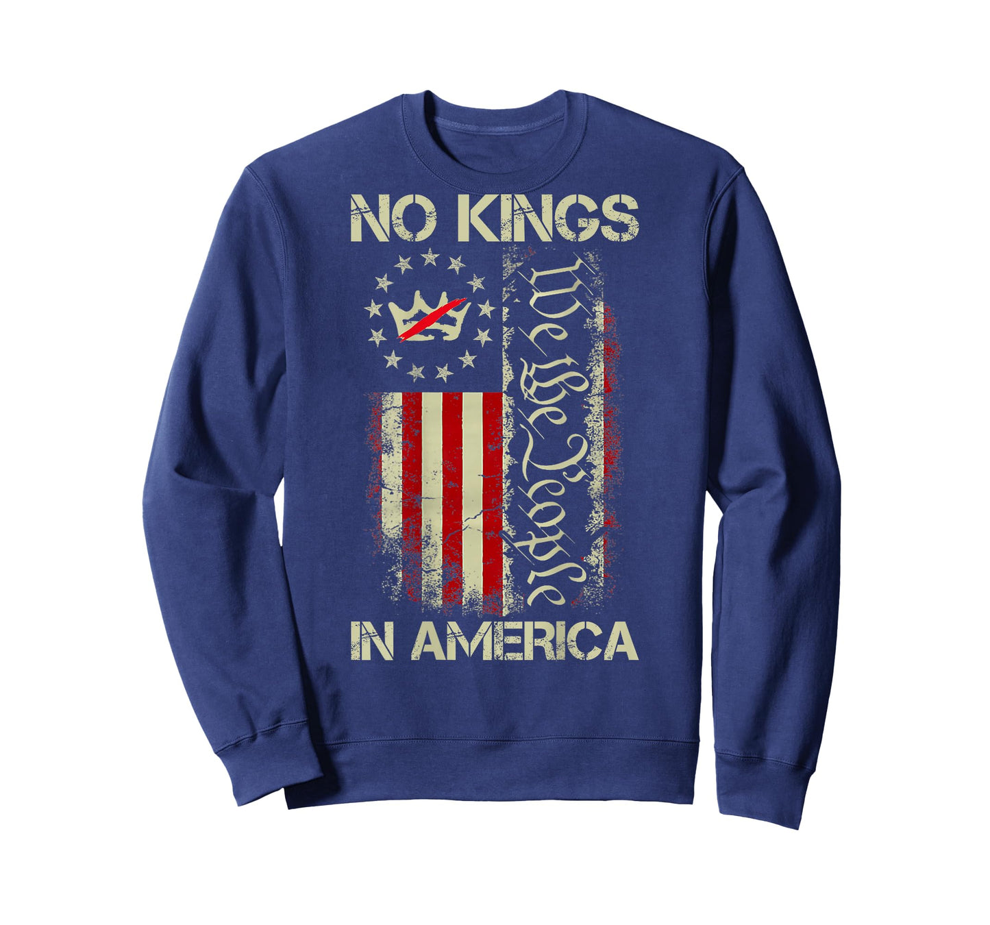 No Kings in America We The People USA Flag Patriotic ON Back T-Shirt