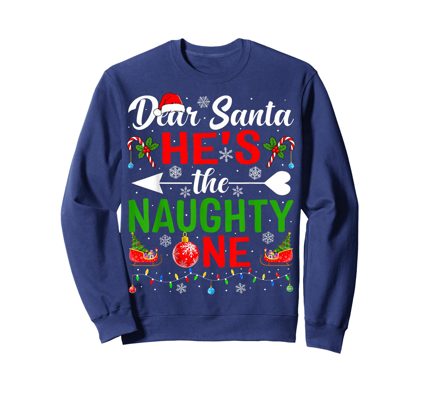 Dear Santa He's The Naughty One Pjs Couples Christmas Couple T-Shirt