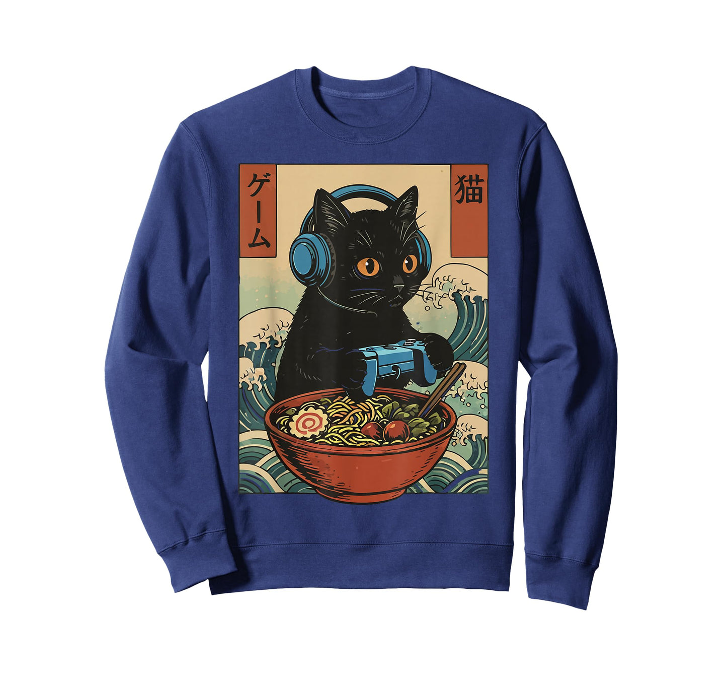 Cute Kawaii Gamer Cat Funny Ramen Retro Japanese Cat Gaming T-Shirt
