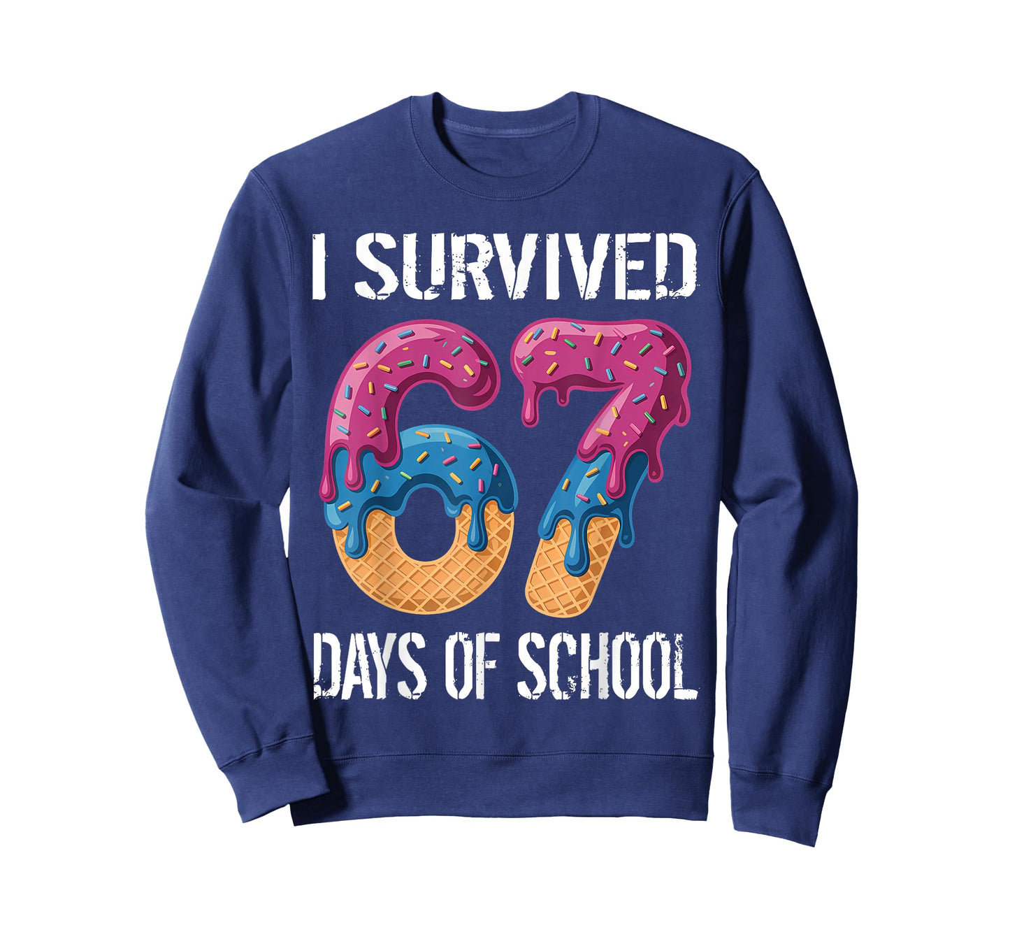 I Survived 67 Days of School Boys Ice Cream Drip Teacher T-Shirt