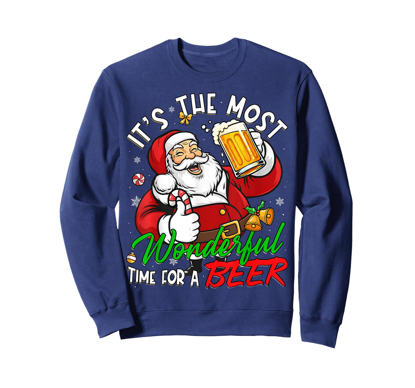 Wonderful Time Funny Christmas Santa Claus Drinking Beer T-Shirt