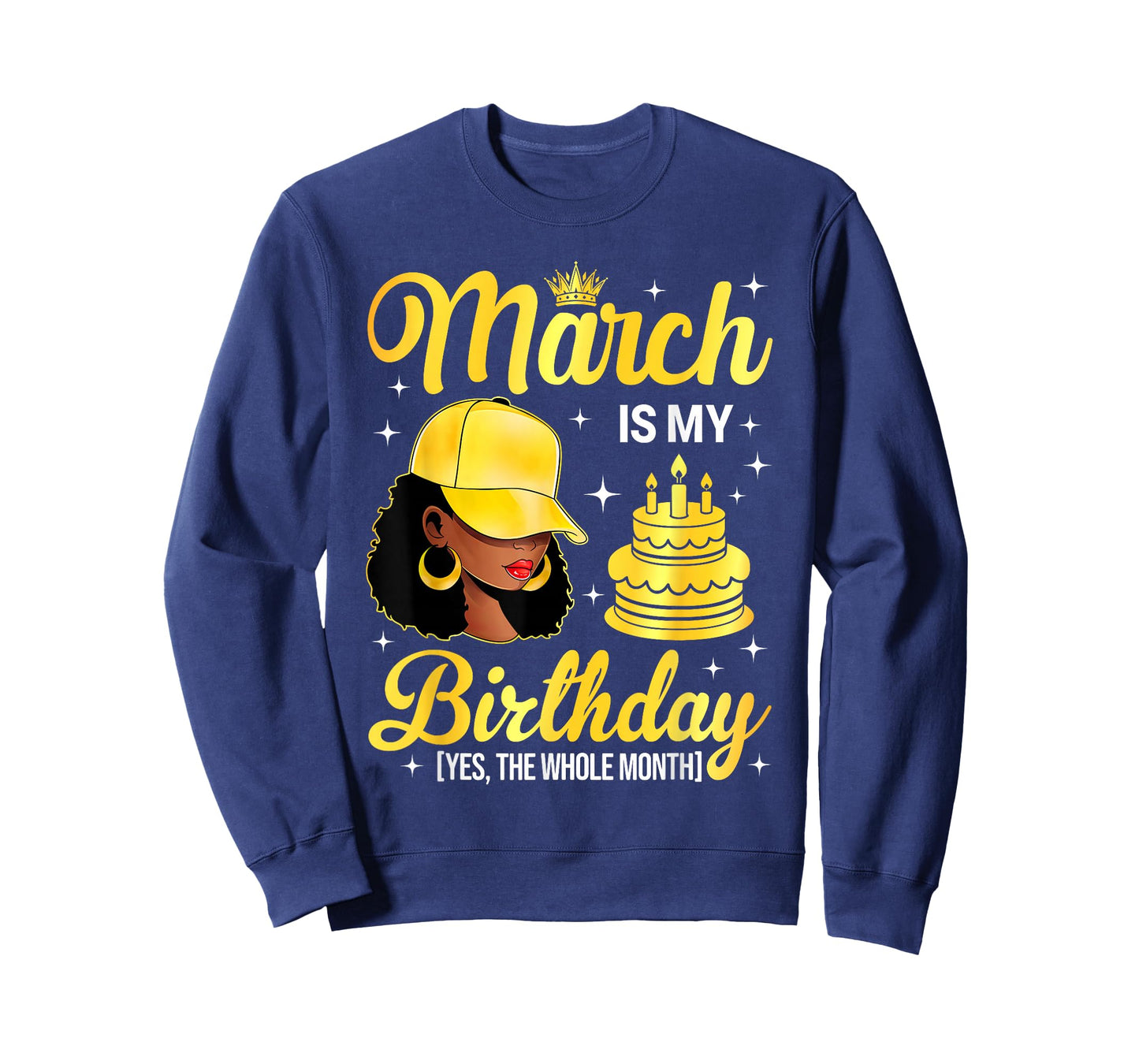 March is My Birthday Black Woman Afro Queen Bday Month T-Shirt