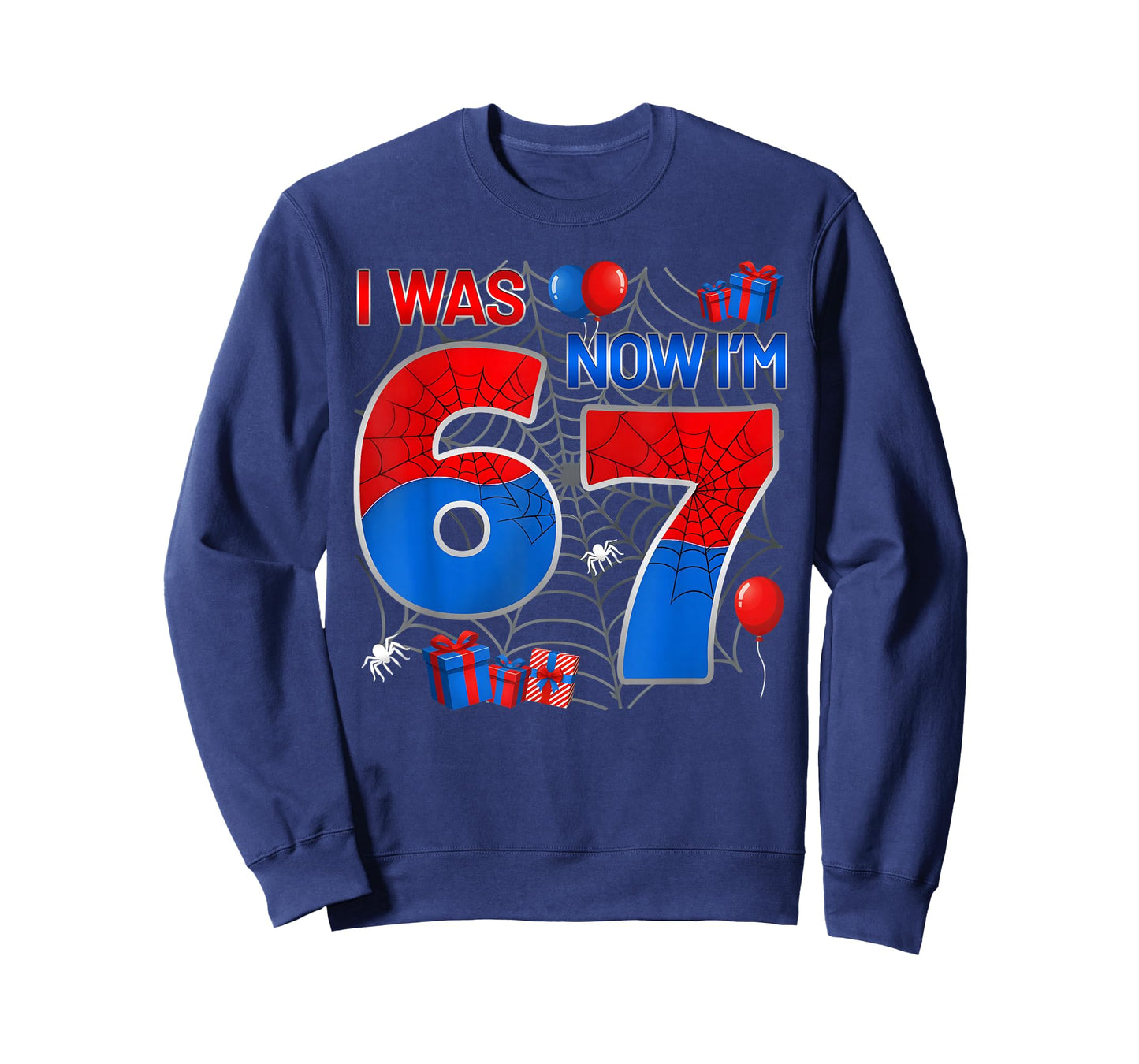 I was 6 Now I'm 7 Year Old Boy Kids 7th Birthday Spider Web T-Shirt