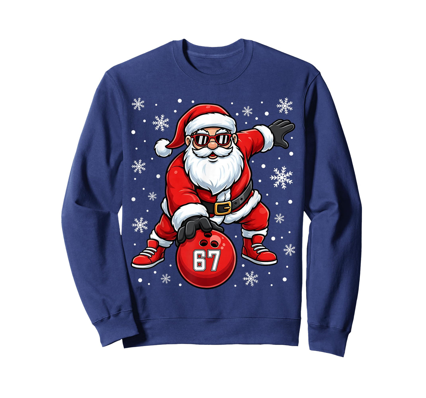Funny Christmas Bowling Cool Santa Claus 6 7 Meme Teens T-Shirt