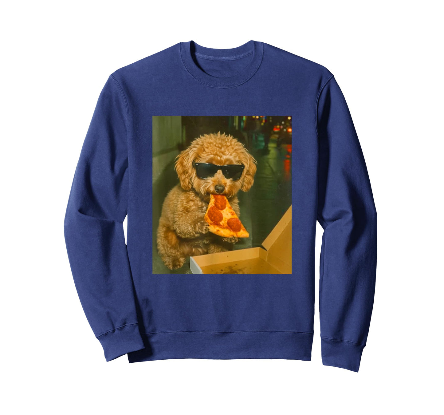Funny Toy Poodle Eating Pizza Dog Meme Retro T-Shirt