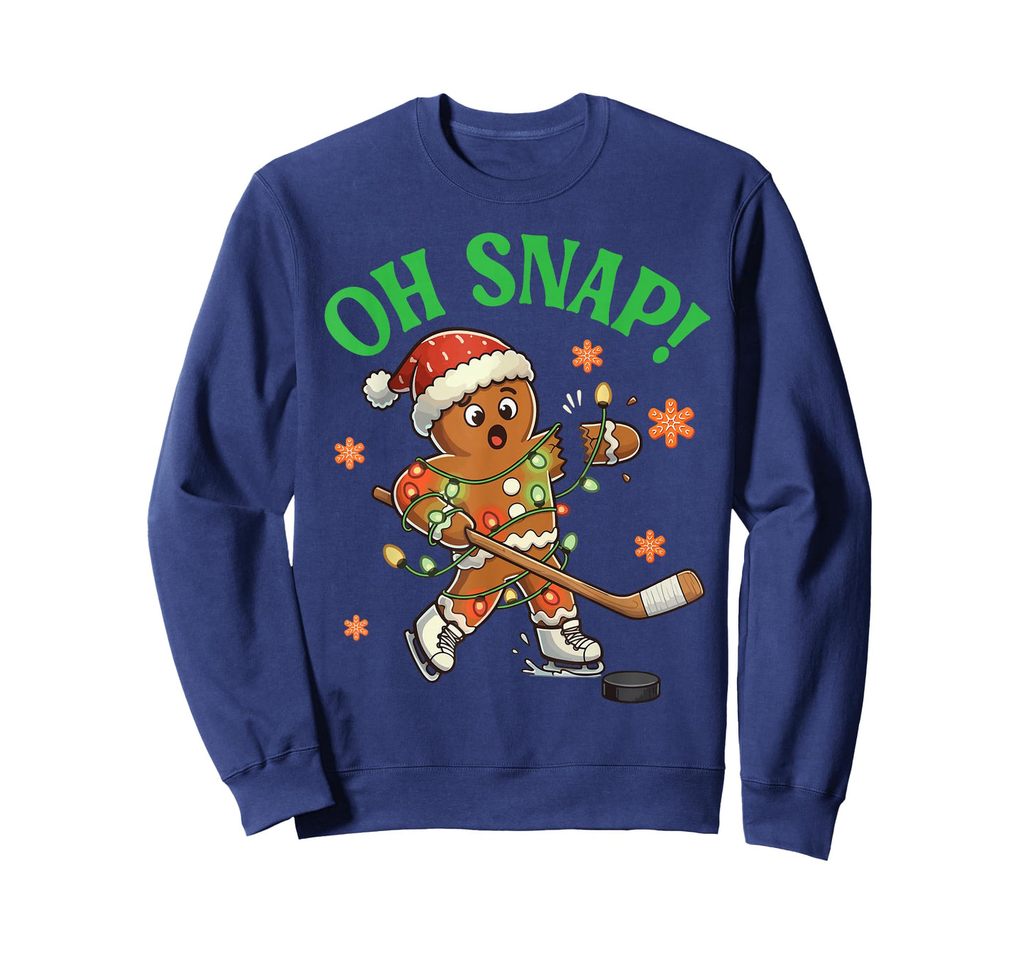 Funny Gingerbread Ice Hockey Christmas Cookie Oh Snap Santa T-Shirt
