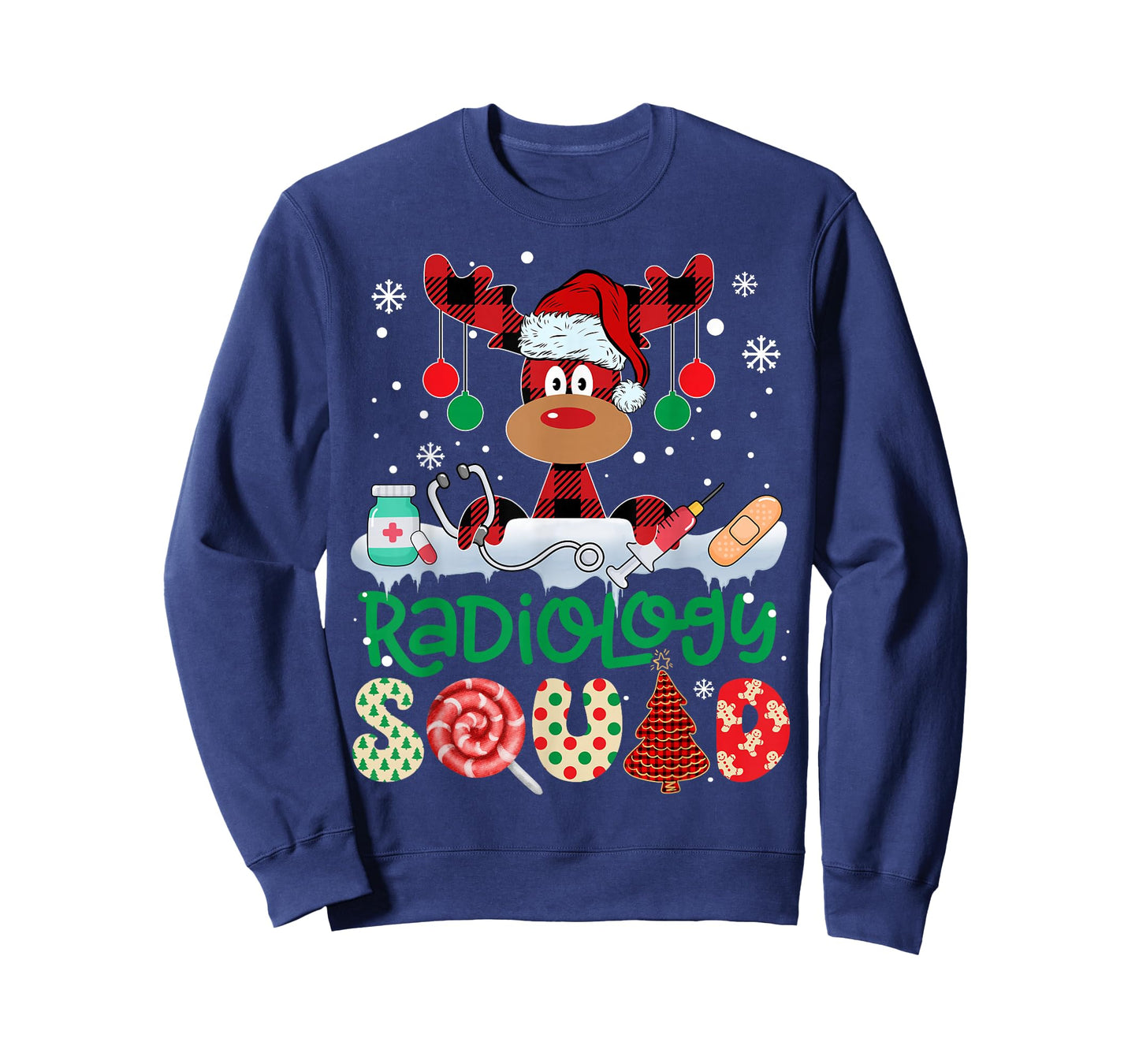 Radiology Squad Nurse Reindeer Buffalo Red Plaid Christmas T-Shirt
