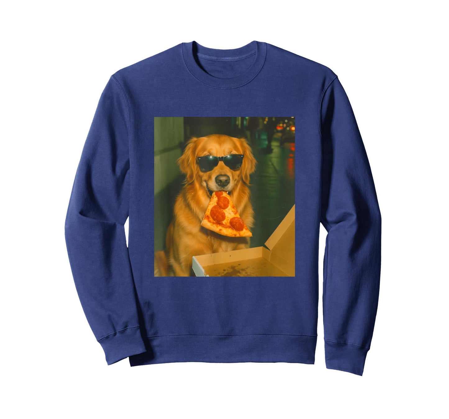 Funny Golden Retriever Dog Eating Pizza Meme Retro T-Shirt