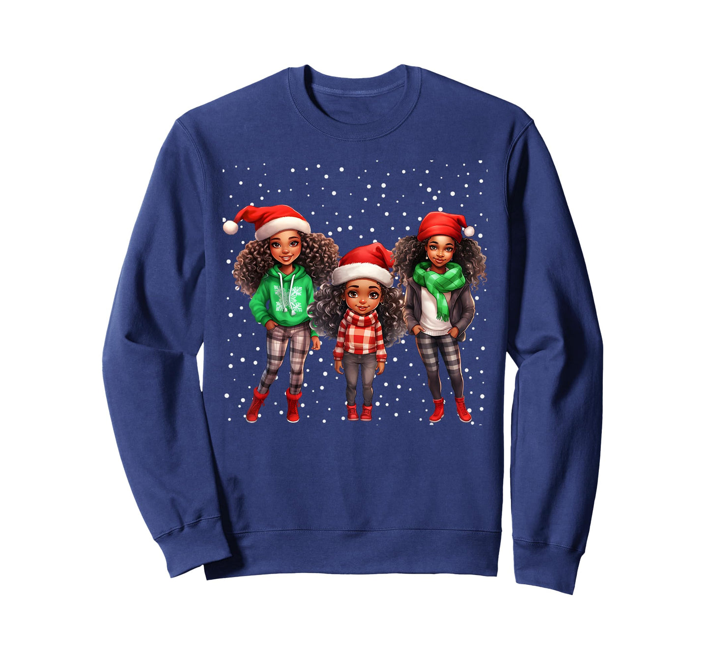 Cute Christmas Black Afro African Santa Hat Melanin Kids T-Shirt
