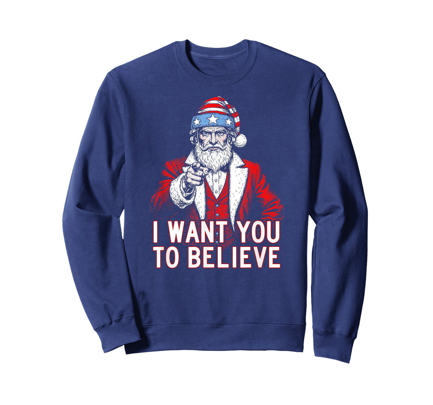 Patriotic Santa Uncle Sam Christmas Shirt- Xmas Believe USA T-Shirt