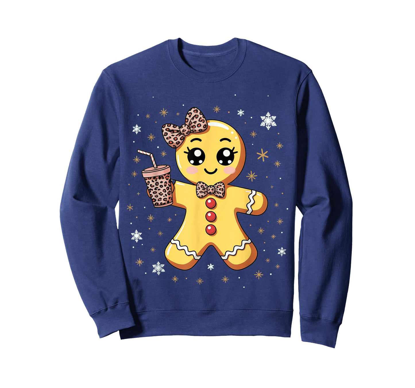 Cute Gingerbread Leopard Coquette Christmas T-Shirt