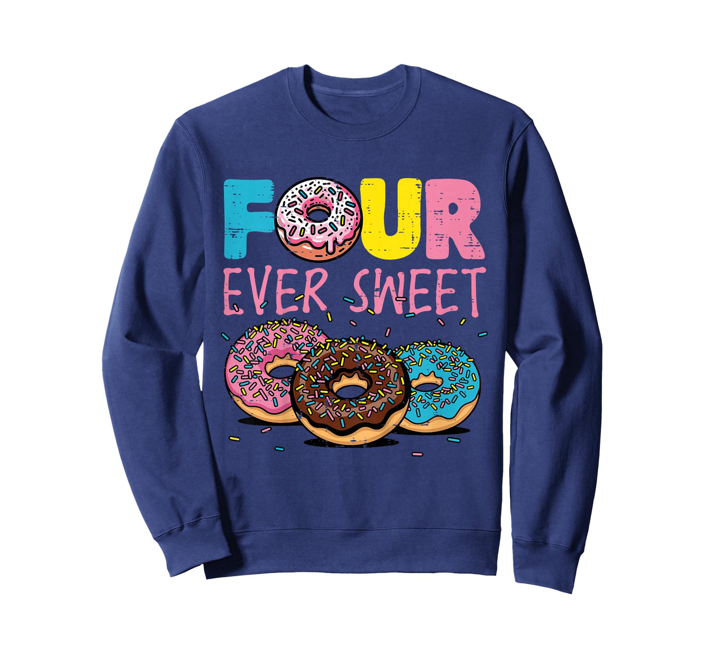 Kids 4th Birthday Donut Four Ever Sweet 4 Bday Girls Boys Kids T-Shirt