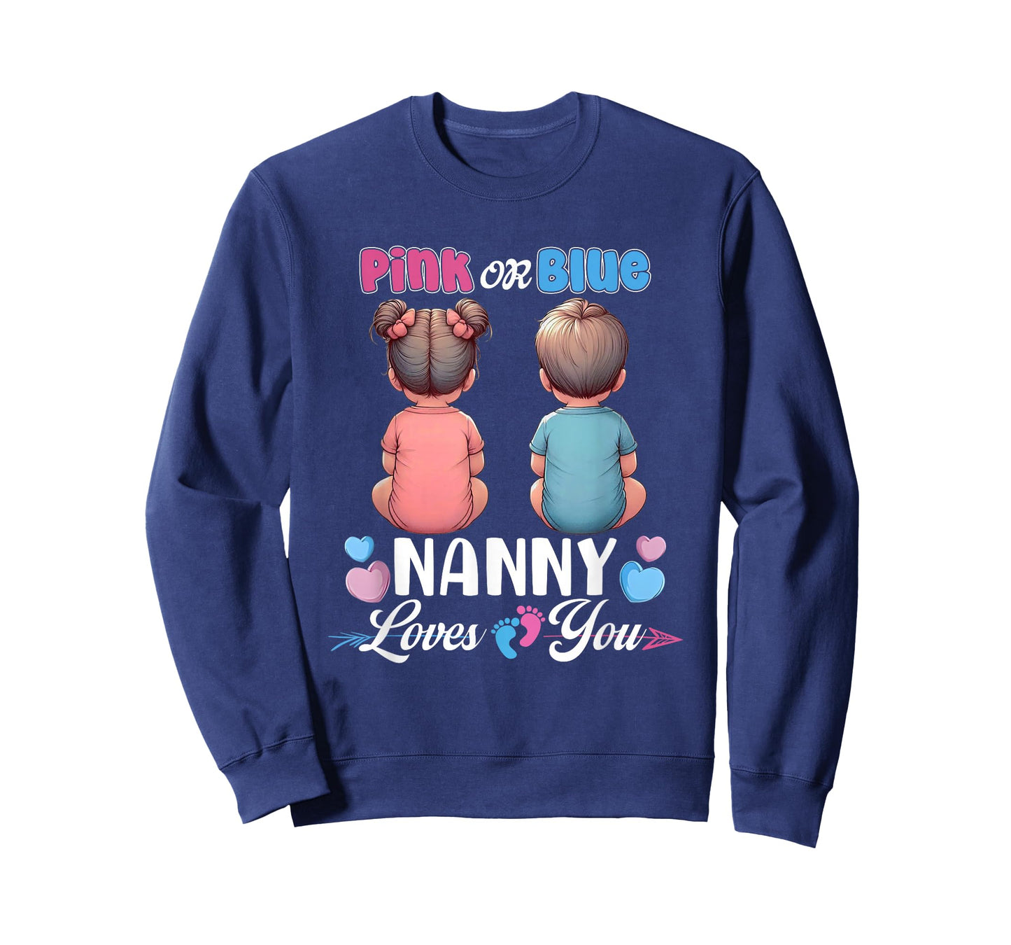 Pink Or Blue Nanny Loves You Baby Gender Reveal Party T-Shirt