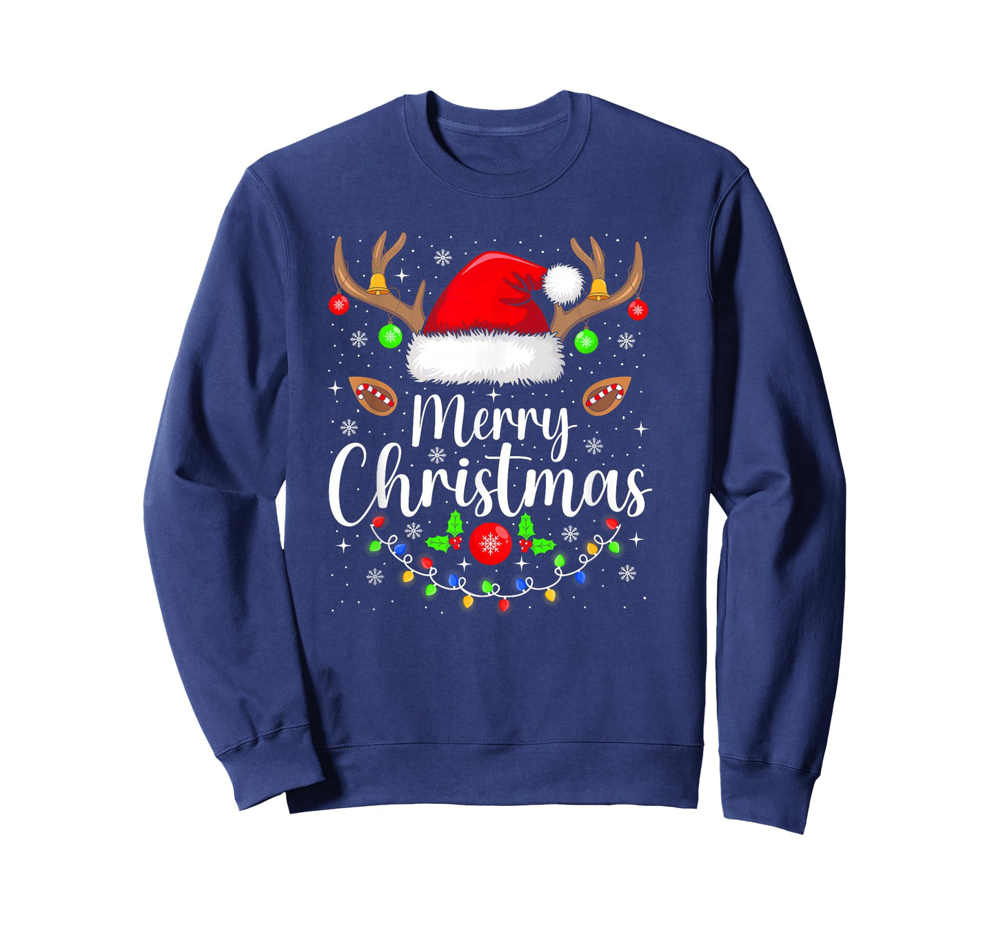 Merry Christmas Lights Red Santa Hat Xmas Family Men Women T-Shirt