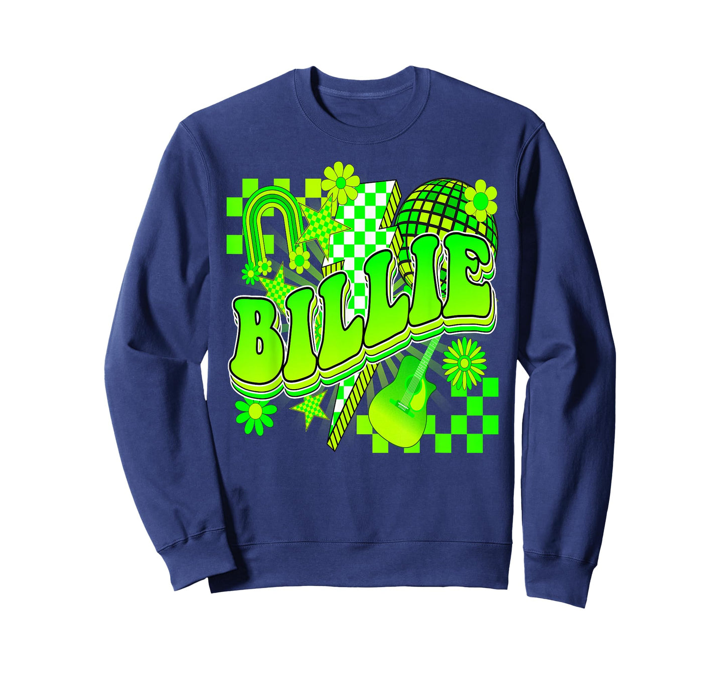 Girl Retro Billie Groovy Flowers Checkered Personalized 80's T-Shirt