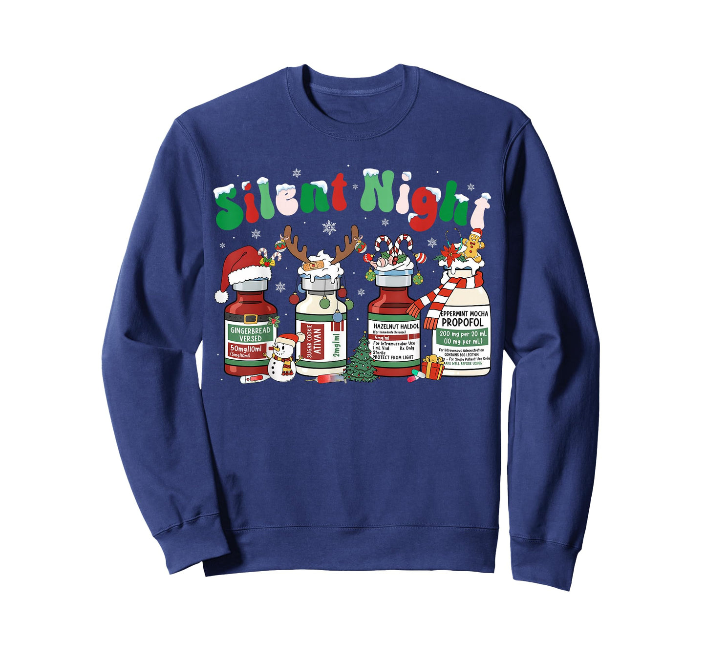 Retro Silent Night ICU Nurse Propofol Christmas Men Women T-Shirt