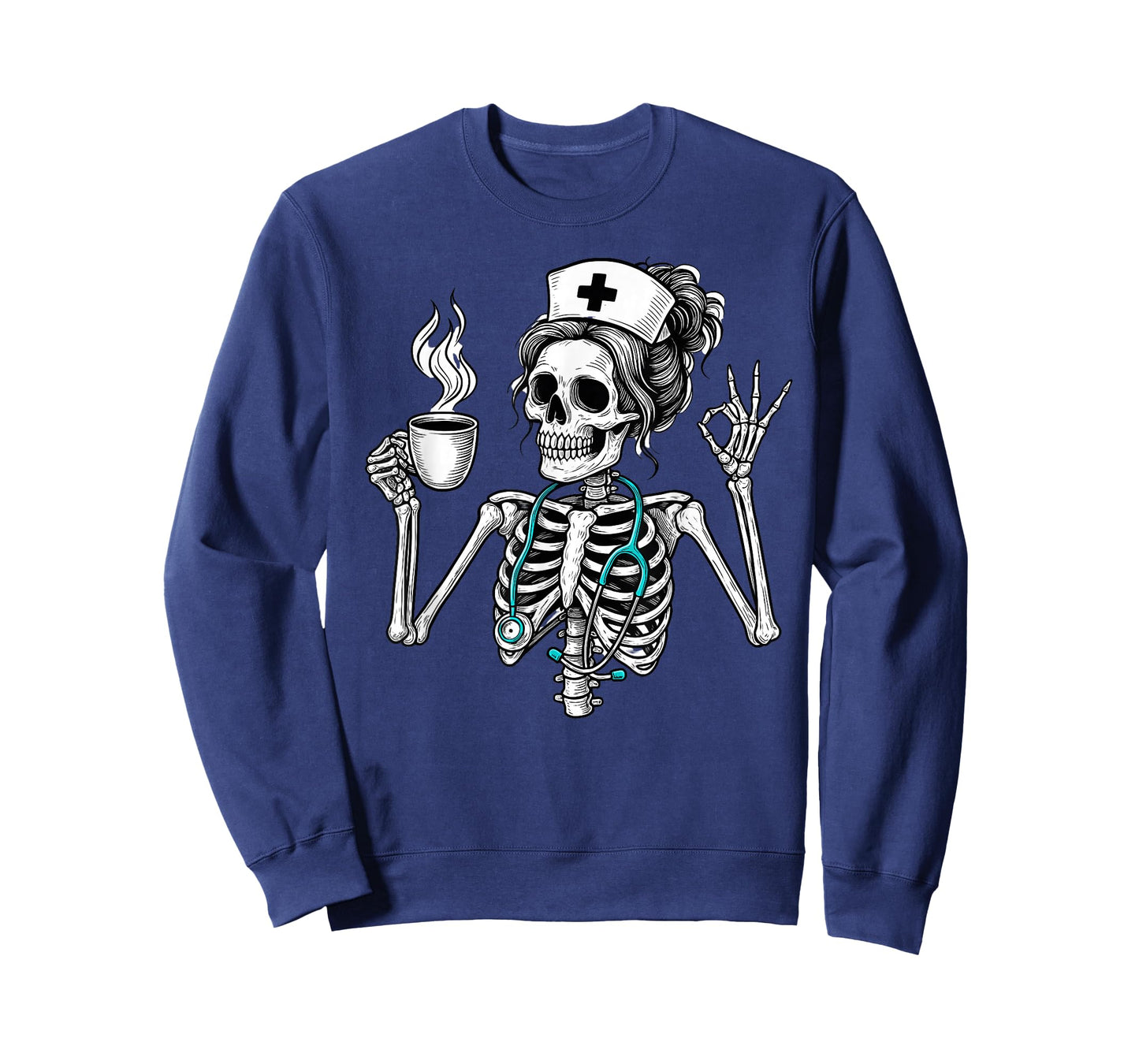Funny Nurse Skeleton Halloween Healthcare Crew CNA Medical T-Shirt