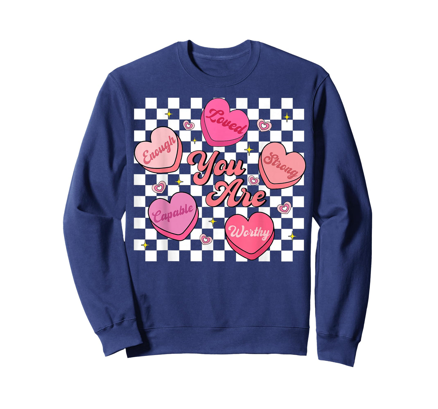 You are Enough Retro Hearts Valentine Men Women Kid T-Shirt
