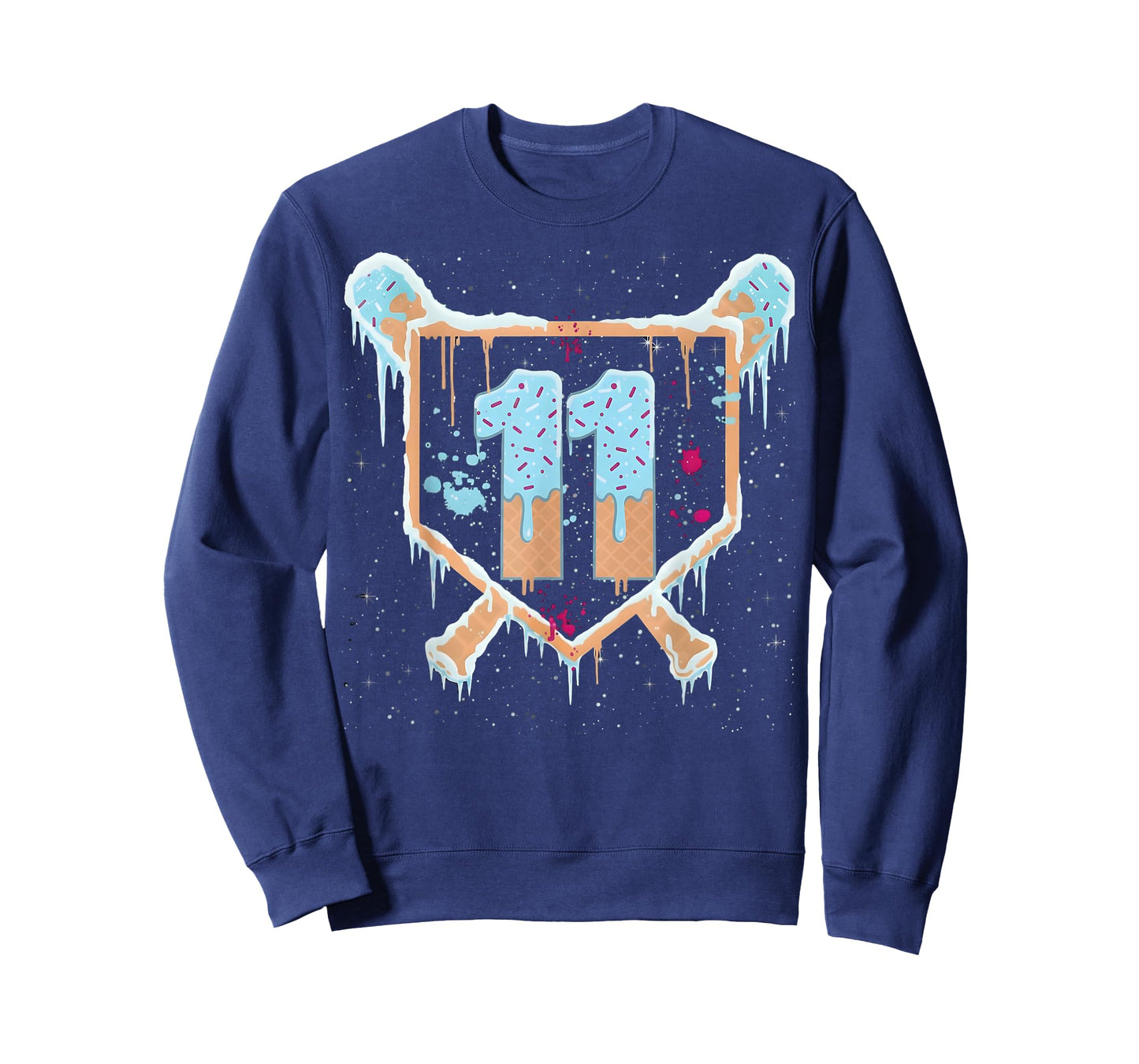 Baseball 11 Year Old Ice Cream Drip 11th Birthday Boys T-Shirt