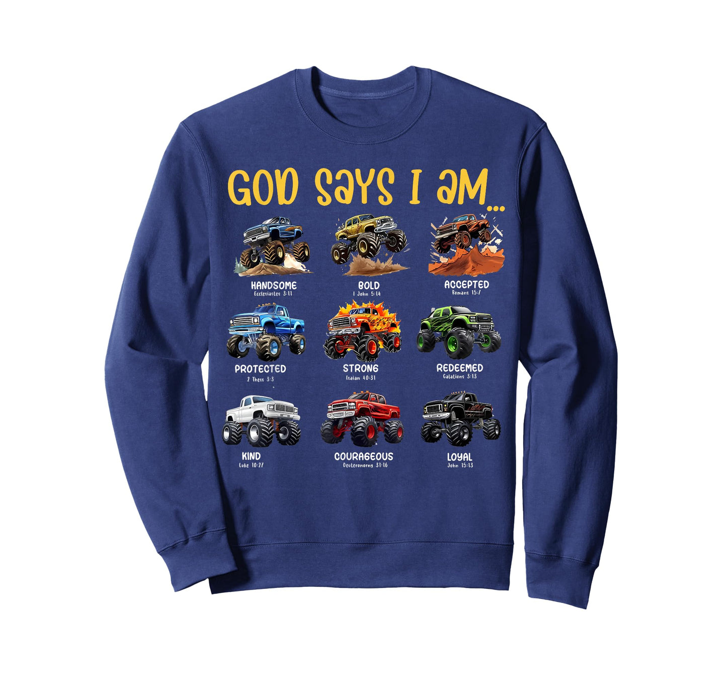 God Says I Am Monster Truck Toddler Kids Bible Verse T-Shirt