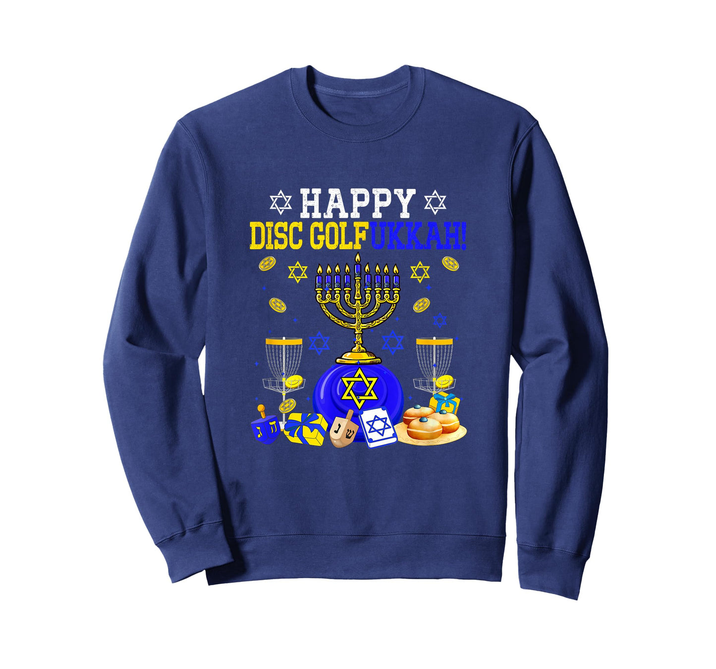 Happy Disc Golfukkah Disc Golf Player Fan Hanukkah Menorah T-Shirt