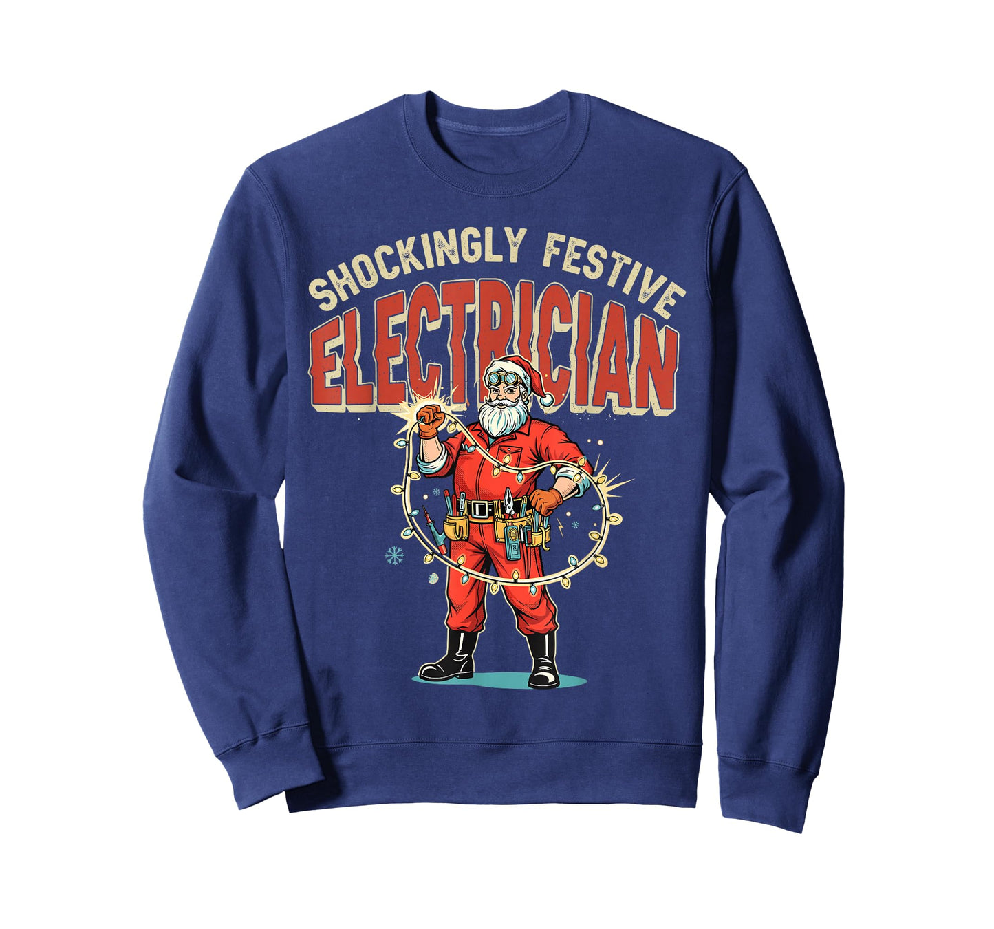 Funny Shockingly Festive Electrician Vintage Christmas Santa T-Shirt
