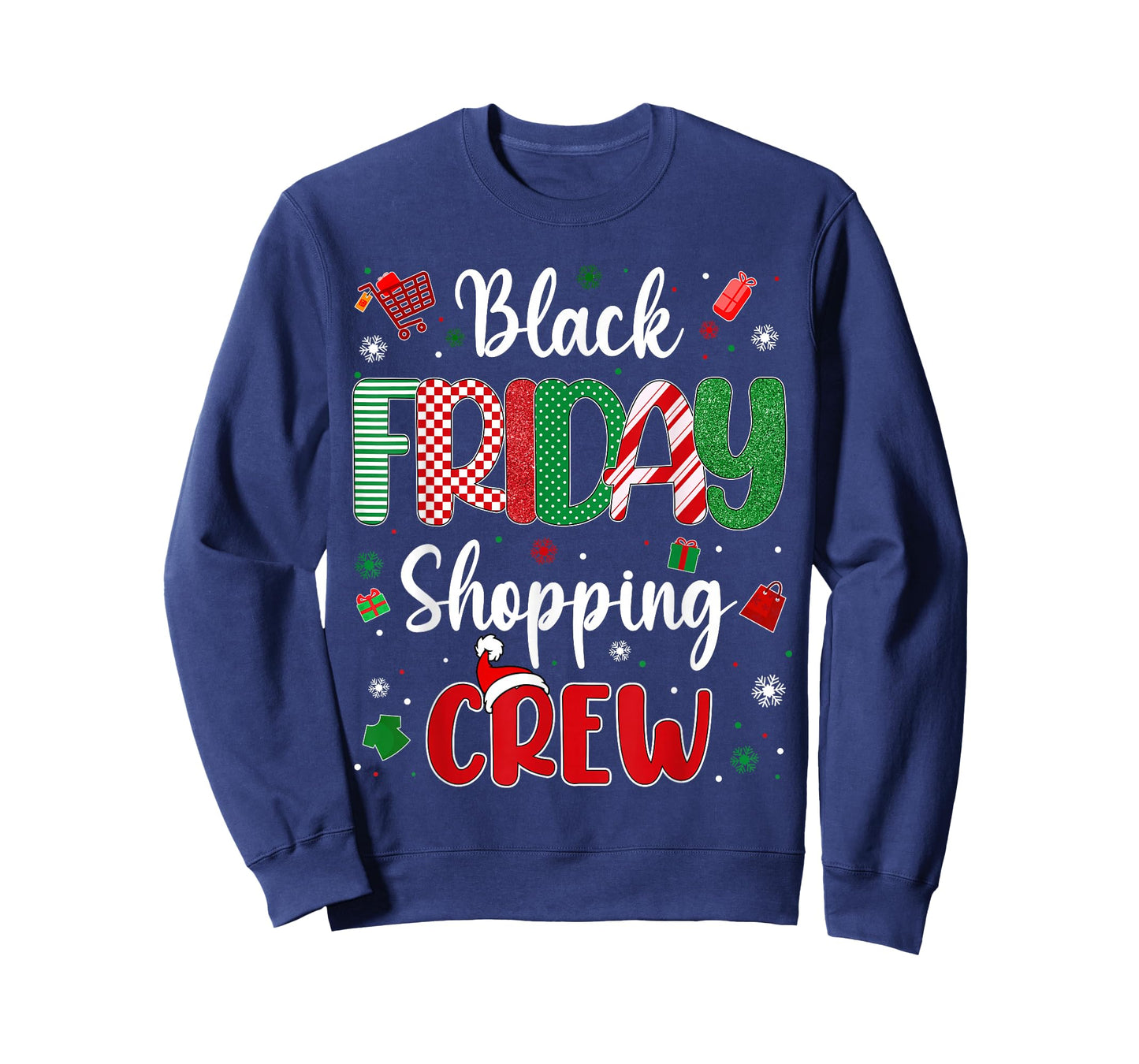 Christmas Black Shopping Family Funny Friday Shopping Crew T-Shirt