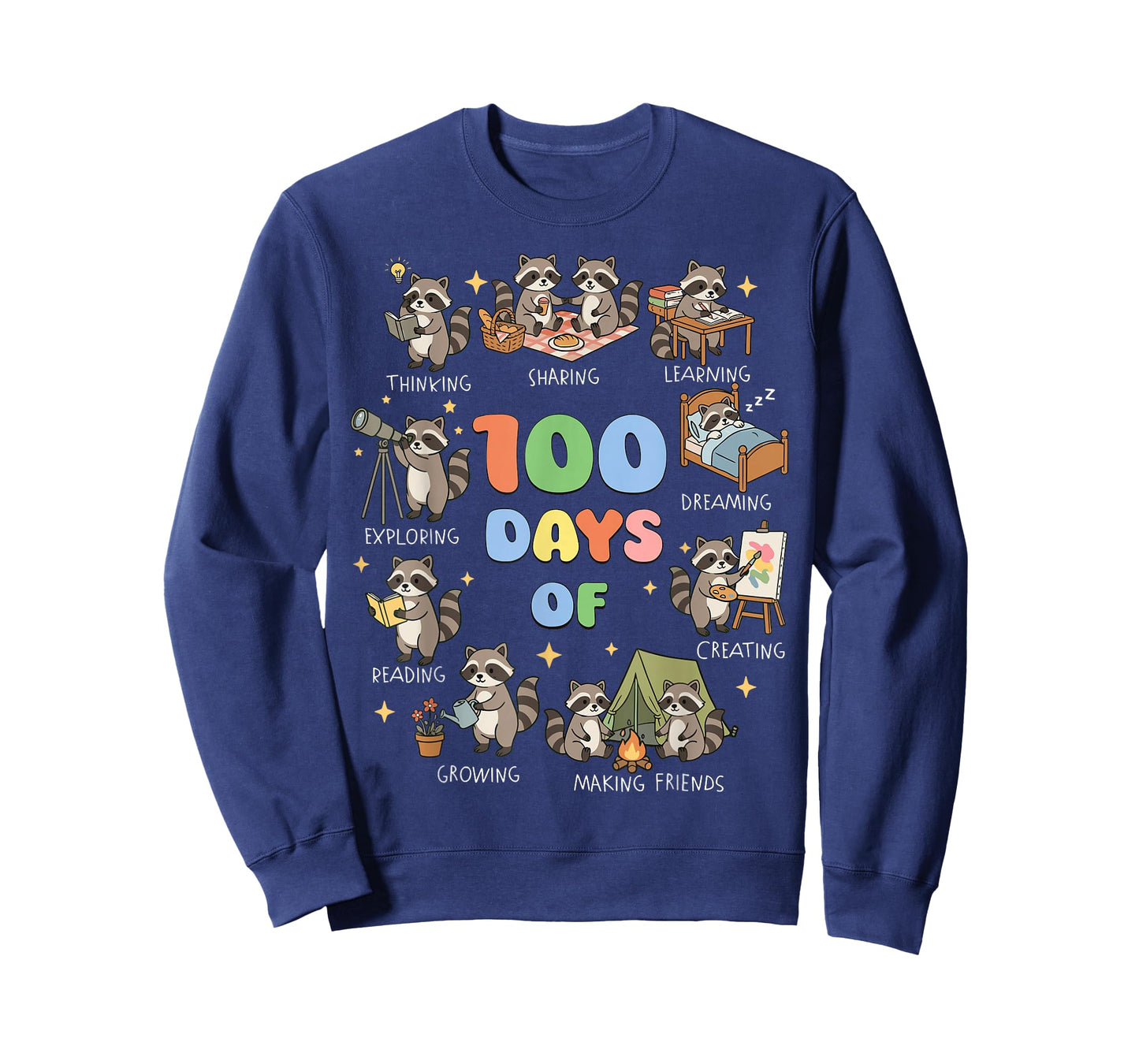 Funny Raccoon 100th Day 100 Days of School Kindergarten T-Shirt