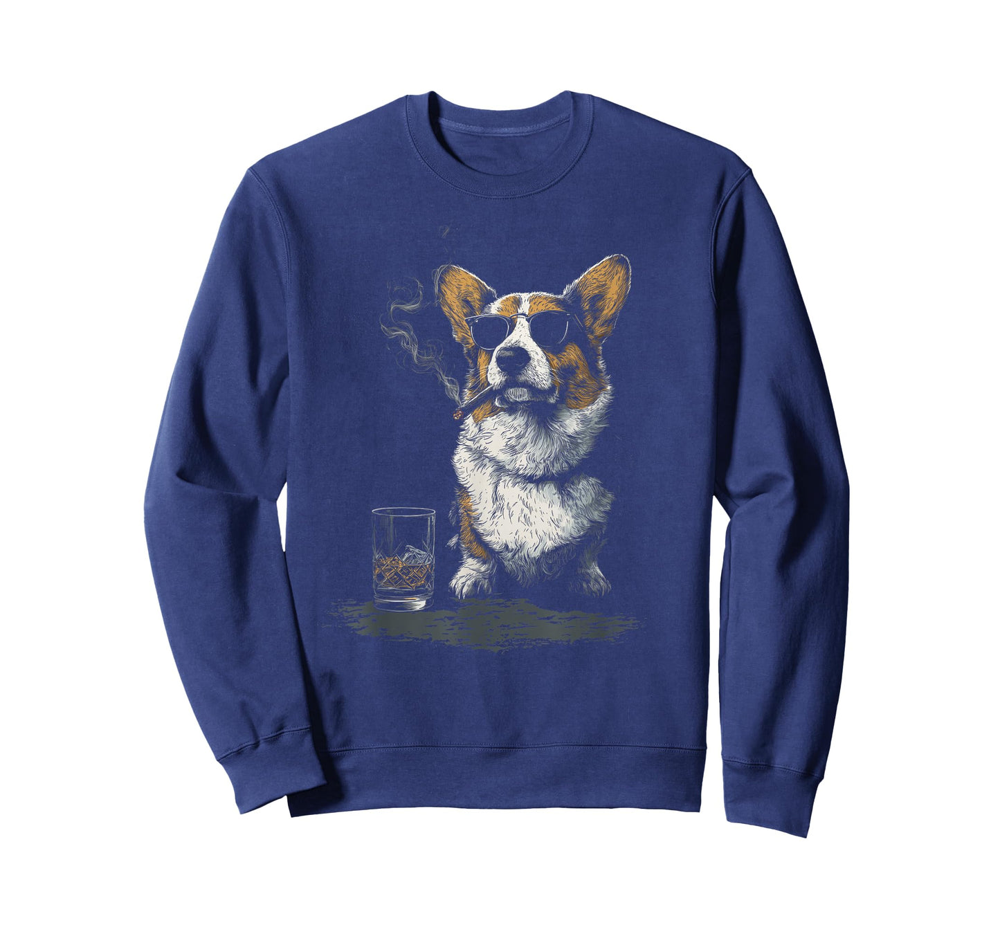 Corgi Smoking Cigar Whisky Lover Funny Dog T-Shirt