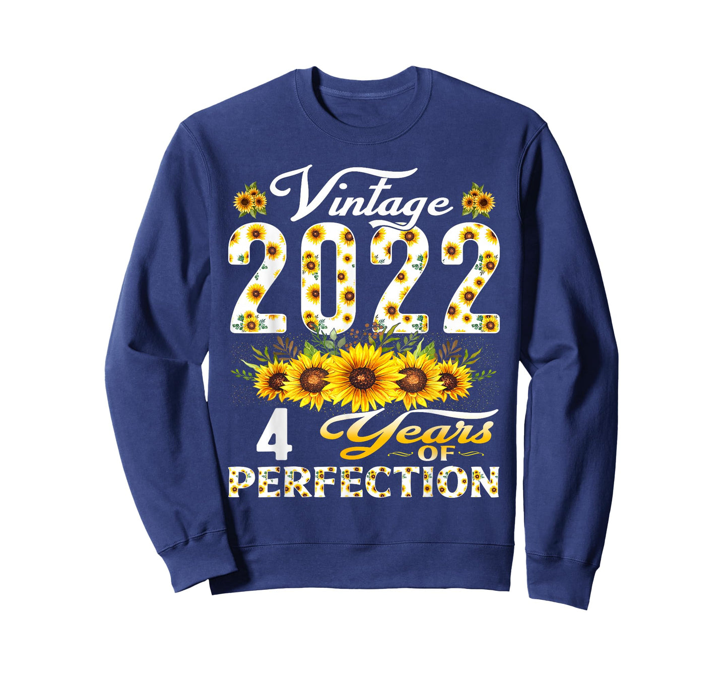 4 Year Old Vintage 2022 Sunflower 4th Birthday Girl T-Shirt