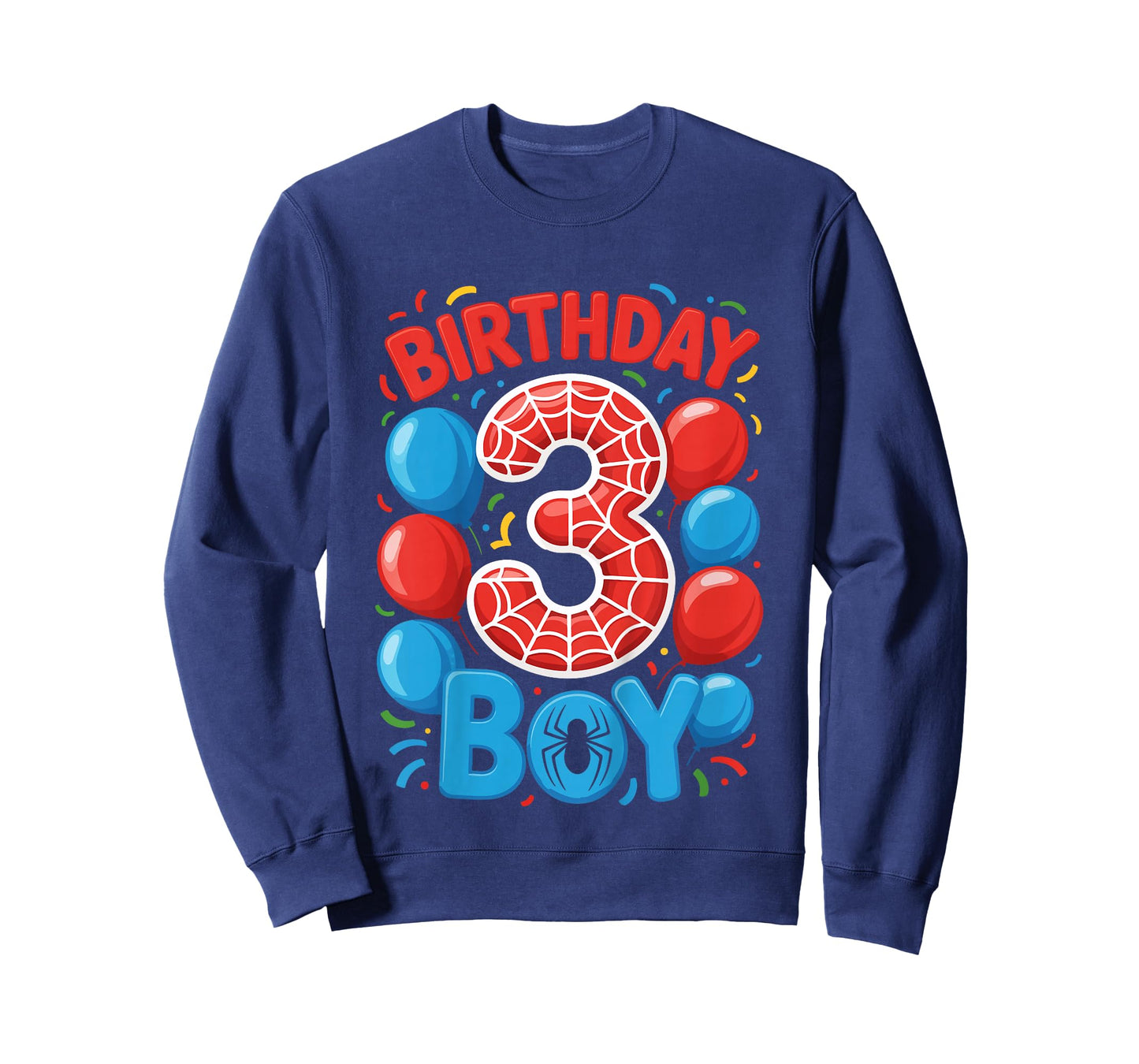 Kids 3rd Birthday Spider Web 3 Year Old Boy Party T-Shirt